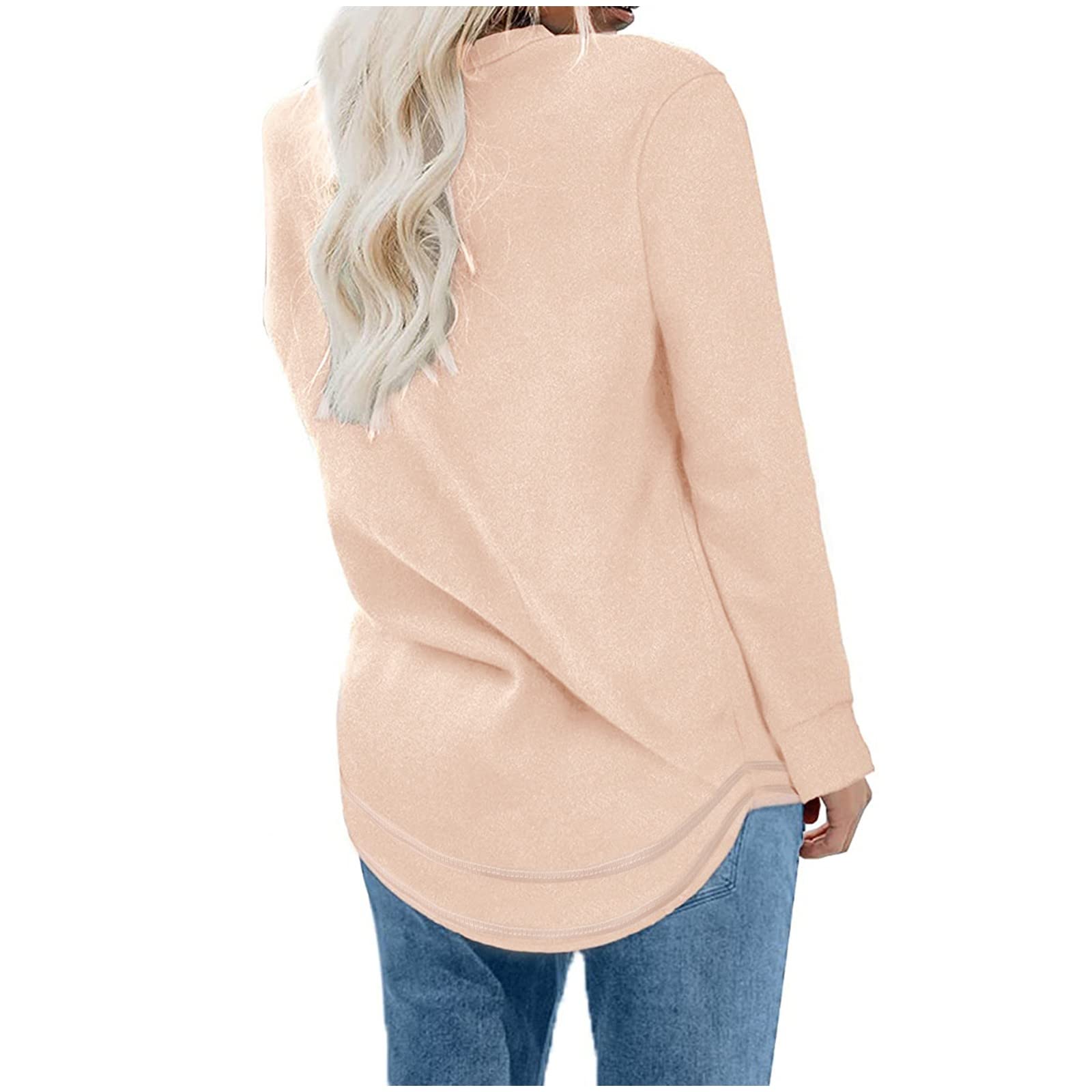 Women's Loose Casual Long Sleeve Round Neck Solid Color Sweatshirt for Under Scrubs | Comfortable Autumn Winter Shirts & Fall Tops | Perfect for Nursing, Medical Work & Layering Outfits