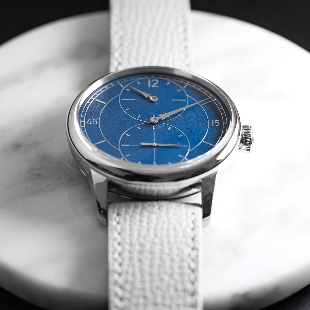 Blue Engraved Regulator Watch 39mm - Genuine Leather Strap | Perfect for Business Meetings & Formal Occasions