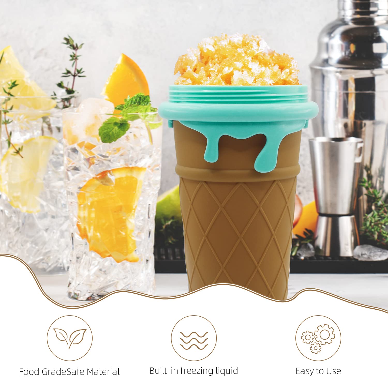 UPGRADED 500ML Slushy Maker Cup - Large Capacity Frozen Magic Cup for Milkshakes & Smoothies | Perfect for Summer Drinks, Pool Parties, and Backyard BBQs