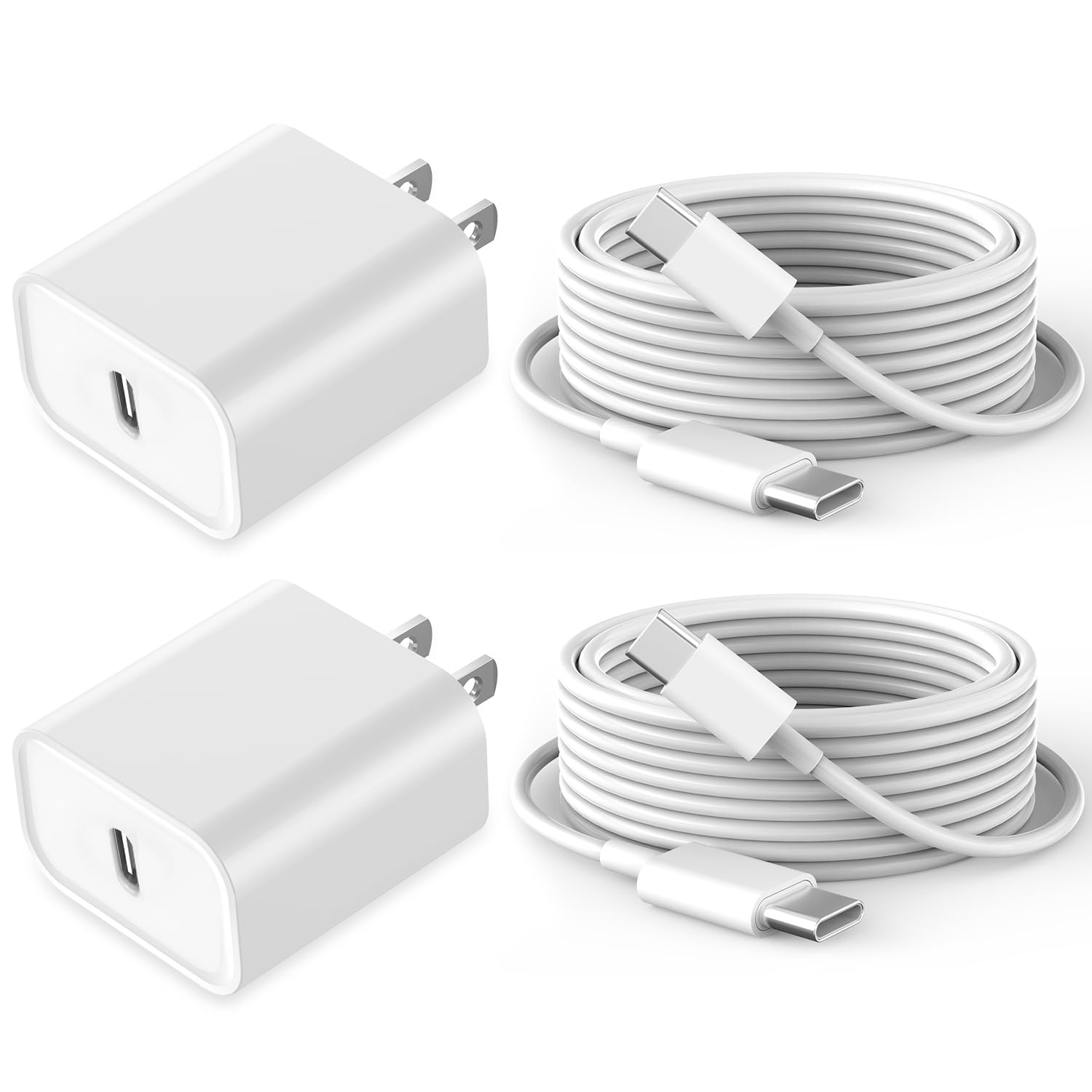 20W USB C Fast Charger 2-Pack for iPhone 16/15 Series & iPad - PD Quick Charge Wall Plug with Travel Adapter - Perfect for Home, Office & Travel Charging Needs