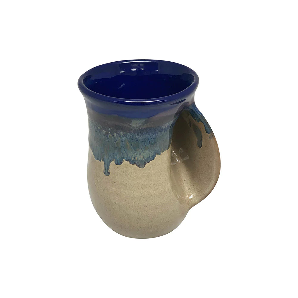 Clay in Motion Handwarmer Mug for Right Hand - Cobalt Canyon Design #19CC | Perfect for Coffee, Tea & Hot Drinks at Home or Office