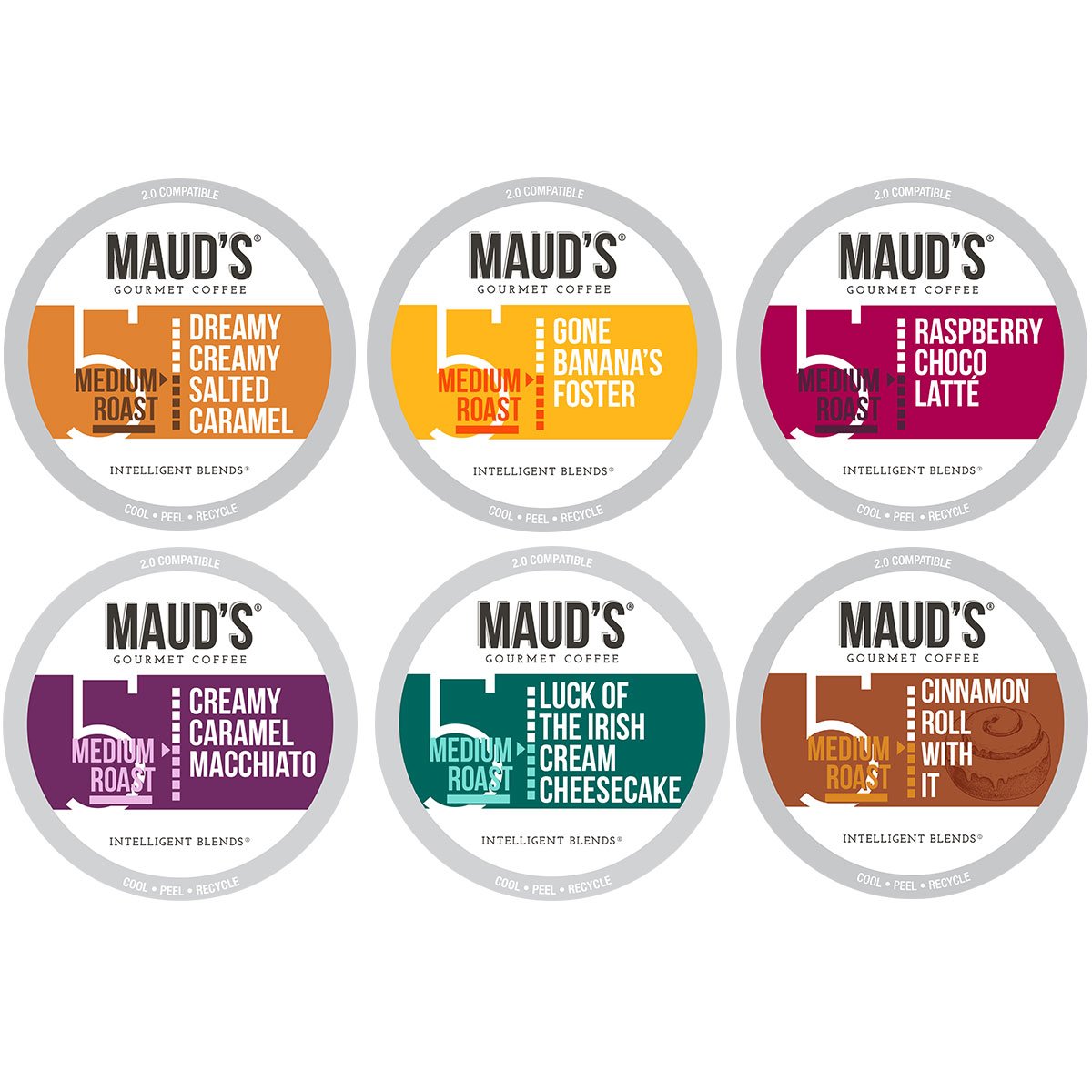 Premium Maud's Flavored Coffee Pods Variety Pack - 6 Delicious Flavors for Keurig Brewers | Perfect for Home, Office & Gifting