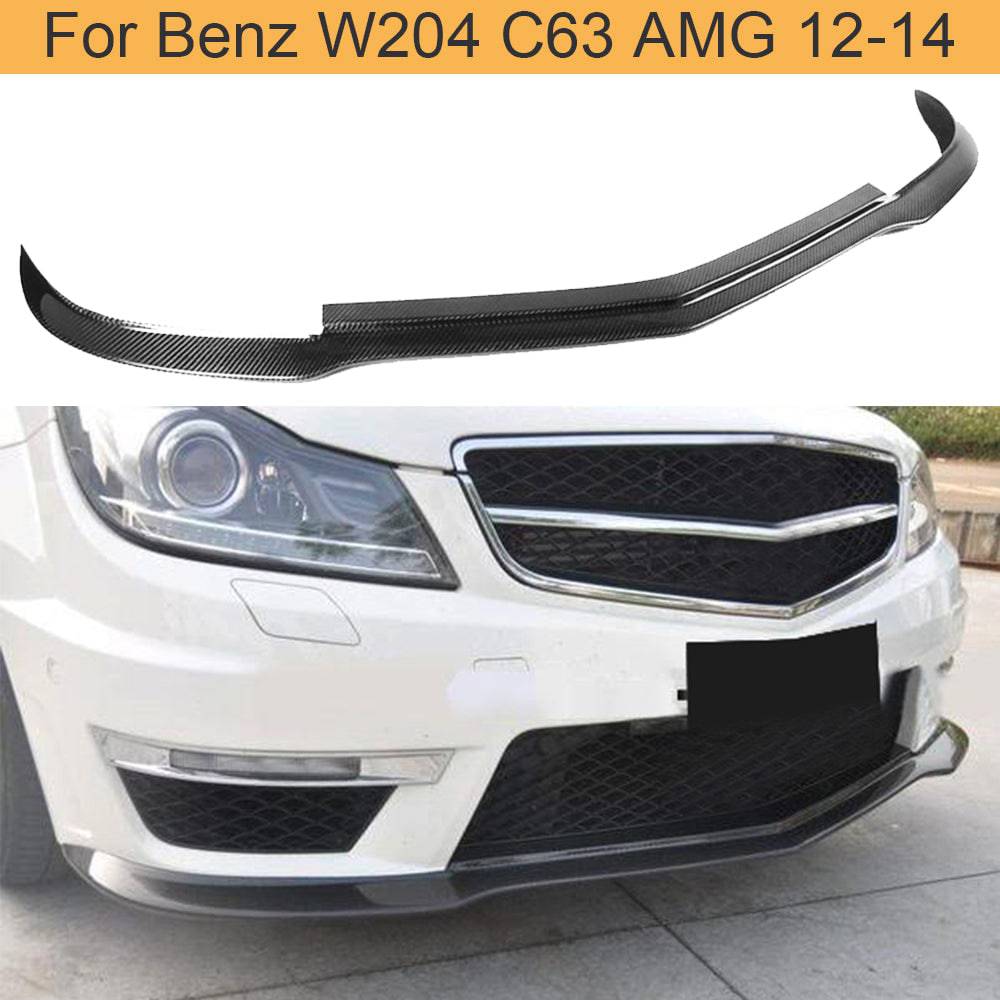 2012-2014 Mercedes Benz W204 C Class Coupe/Sedan AMG Style Carbon Fiber Front Bumper Lip Splitter Kit - 3PC Set for Enhanced Aerodynamics & Sporty Look