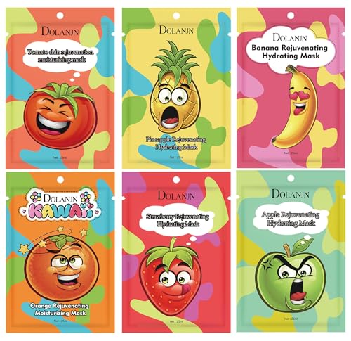 TLISMI Hydrating Facial Sheet Mask with Natural Plant & Fruit Extracts - Moisturizing & Brightening Face Mask for All Skin Types - Spa Quality Skincare for Daily Use, Birthday Gifts & Party Favors - 25ml (Pack of 6) | Perfect for Relaxation, Self-Care & Glowing Skin