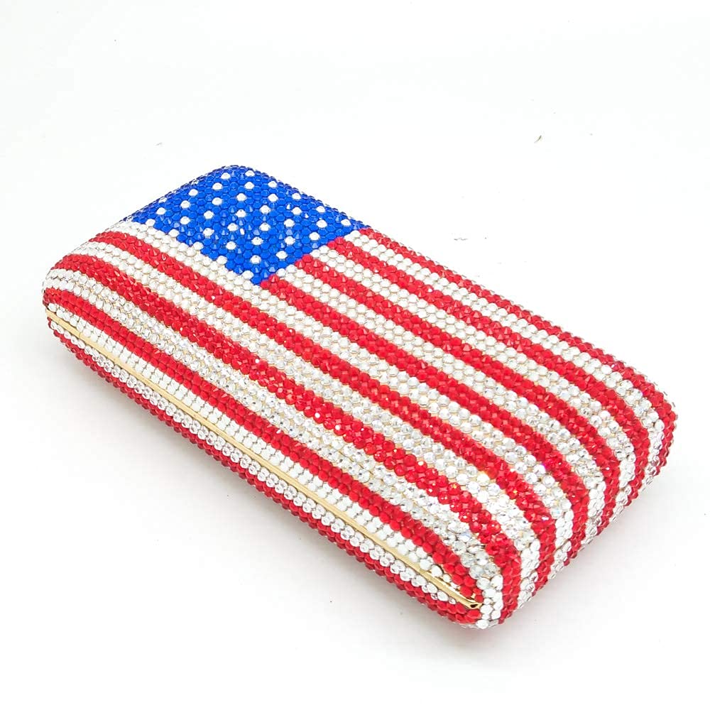 Elegant Rhinestone Crystal Clutch Purse for Women - National Flag Design Evening Bag & Formal Party Handbag | Perfect for Weddings, Prom, Cocktail Parties & Special Occasions