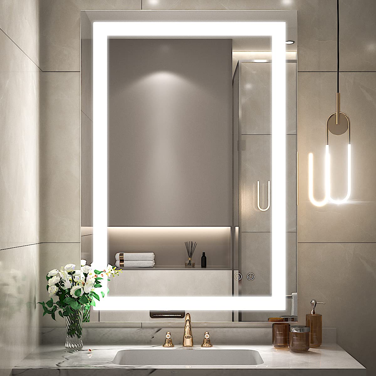 36 x 24 Inch LED Bathroom Mirror with Dimmable Lights - Anti-Fog Memory Function, Frameless Wall Mounted Vanity Mirror (Horizontal & Vertical) - Perfect for Makeup, Shaving & Home Decor