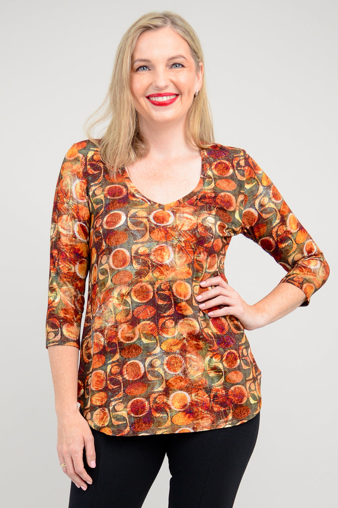 Jackie 3/4 Sleeve Women's Blouse - Walnut Brown Bamboo Fabric - Perfect for Casual Wear & Office Outfits