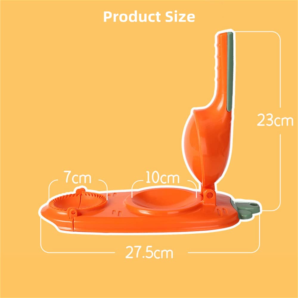 BINQILIN 2-in-1 Dumpling Maker Mold - Manual Dumpling Press & Pastry Dough Press Tool for Homemade Dumplings (Orange) | Perfect for Asian Cooking, Family Meal Prep & Kitchen DIY Projects