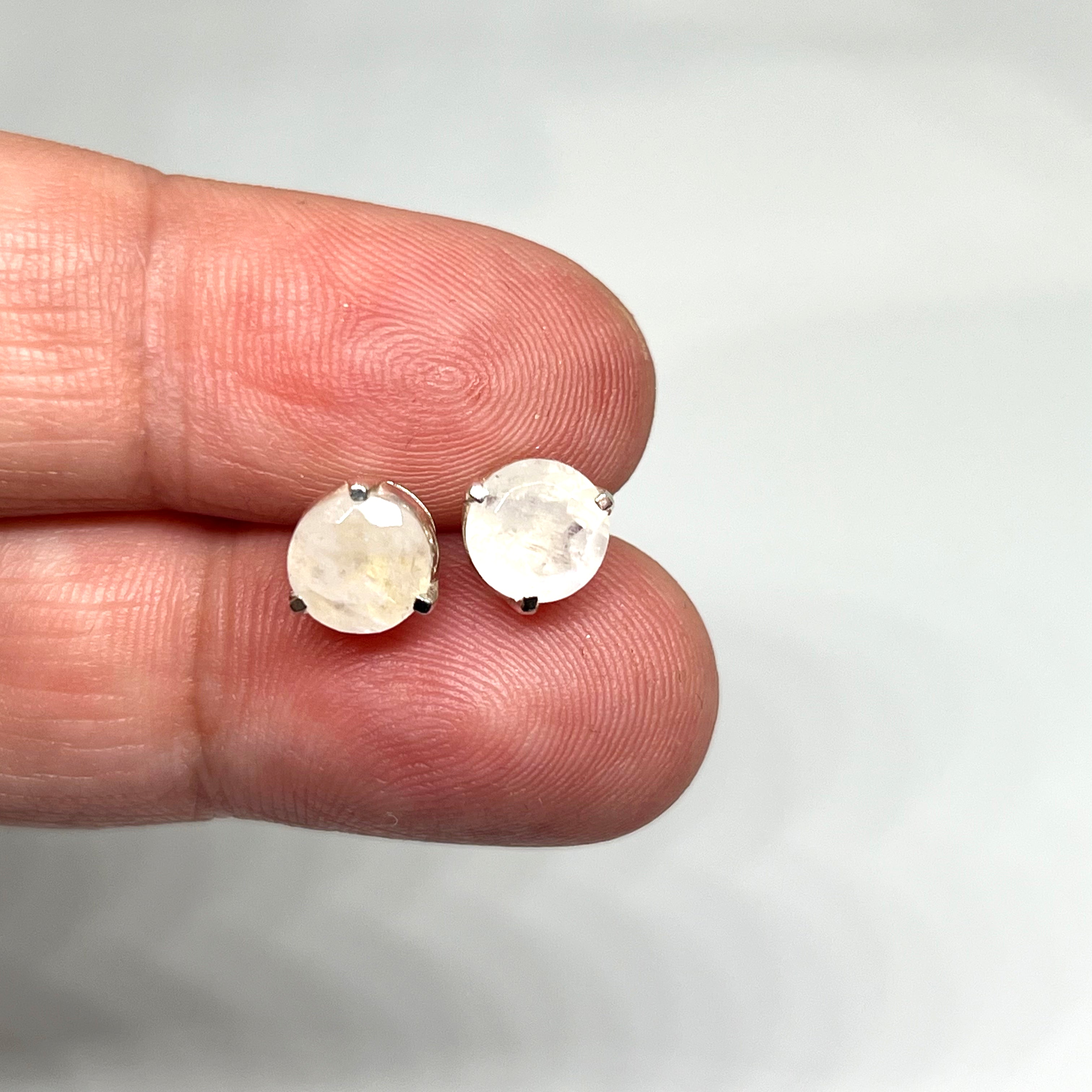 7mm Round Faceted Gemstone Stud Earrings - 3 Prong Set for Women (PSE006) | Perfect for Everyday Wear, Parties & Gifts