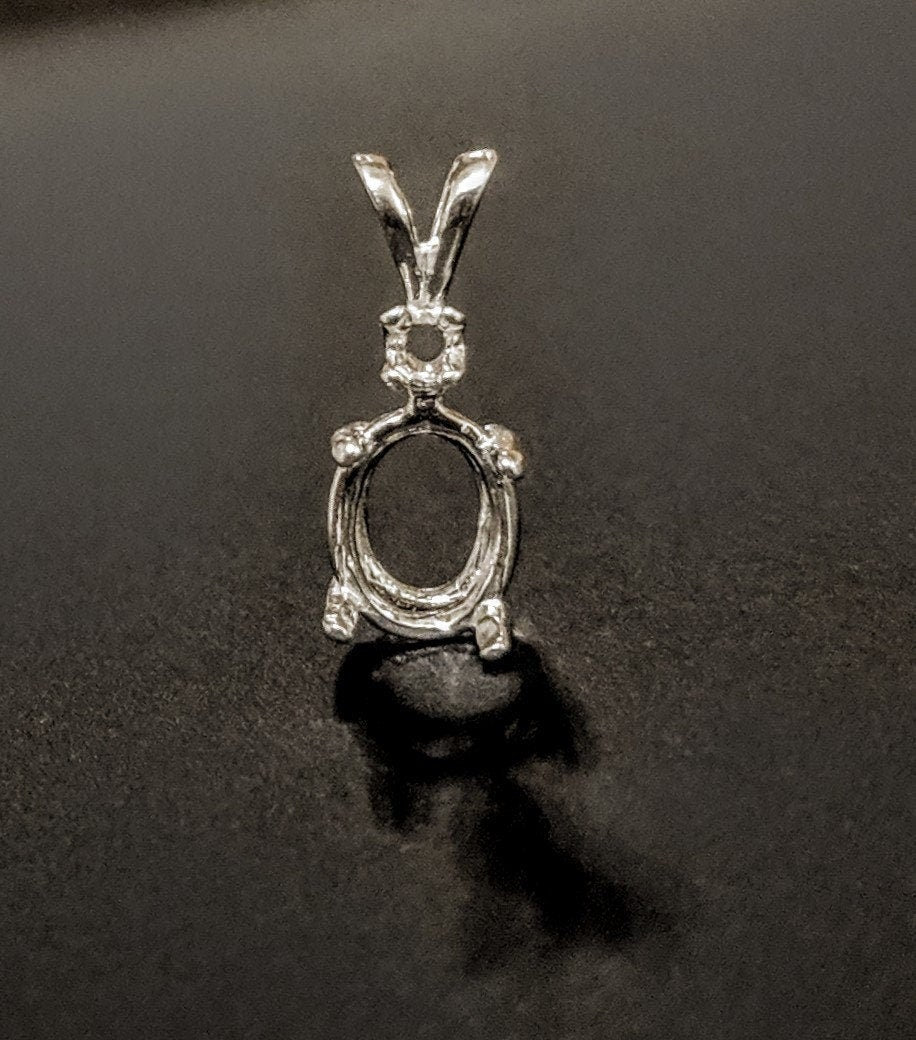 6x4mm & 9x7mm Oval Pendant Setting - Solid Sterling Silver or 14K White/Yellow/Rose Gold - Handcrafted in USA - Perfect for Birthstone, Diamond & Gemstone Jewelry Making
