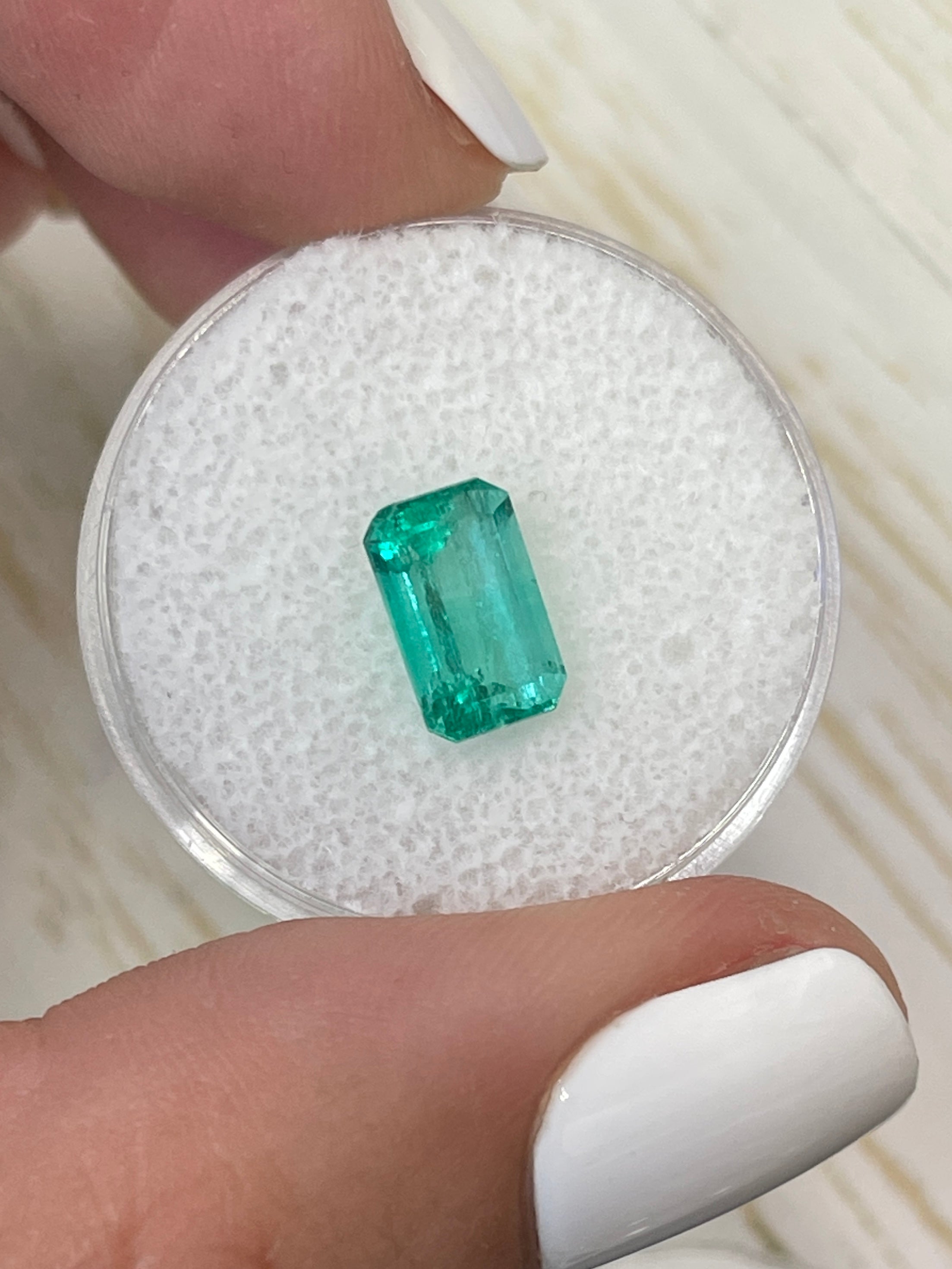 14K Gold Custom Diamond Ring with 1.96 Carat 9x6mm Bluish Green Natural Colombian Emerald - Emerald Cut | Luxury Engagement, Wedding, Anniversary Jewelry Gift for Women