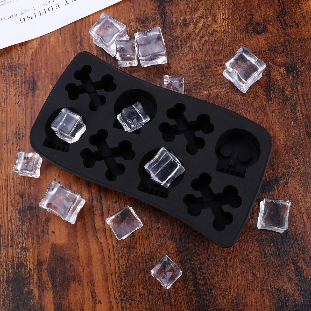 Premium Silicone Ice Cube Tray - Round Freeze Mold for Whiskey, Cocktails & Chocolate - Halloween Ice Maker & Body Wash Mold - Reusable BPA-Free Cabilock Ice Cube Maker for Parties, Home Bars & DIY Treats