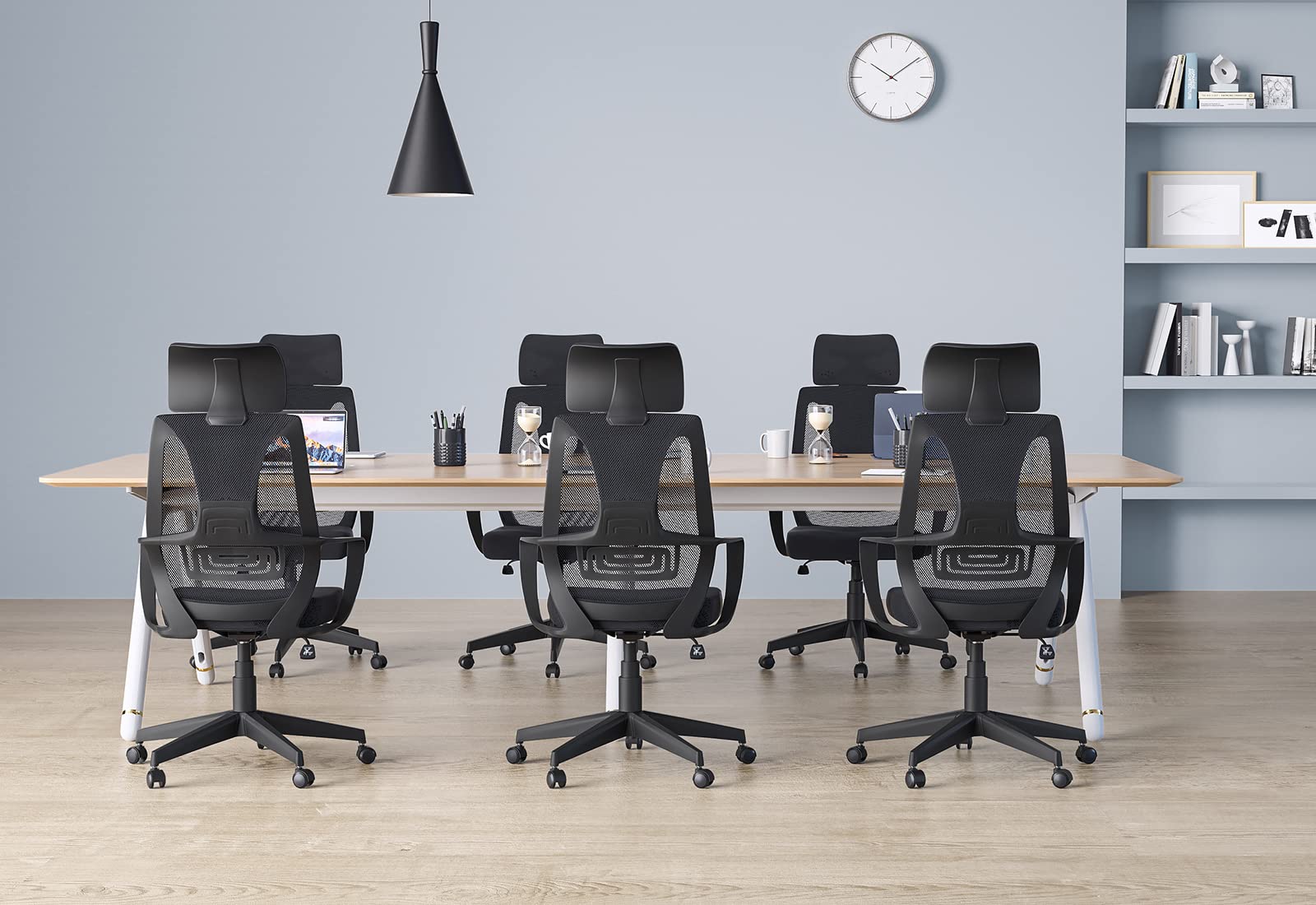 FEZIBO Ergonomic Office Chair - High Back Mesh Computer Desk Chair with Adjustable Height, Swivel & Rolling Wheels - Comfortable Task Chair for Work, Study & Conference Rooms - Ideal for Adults & Home Office (Black)