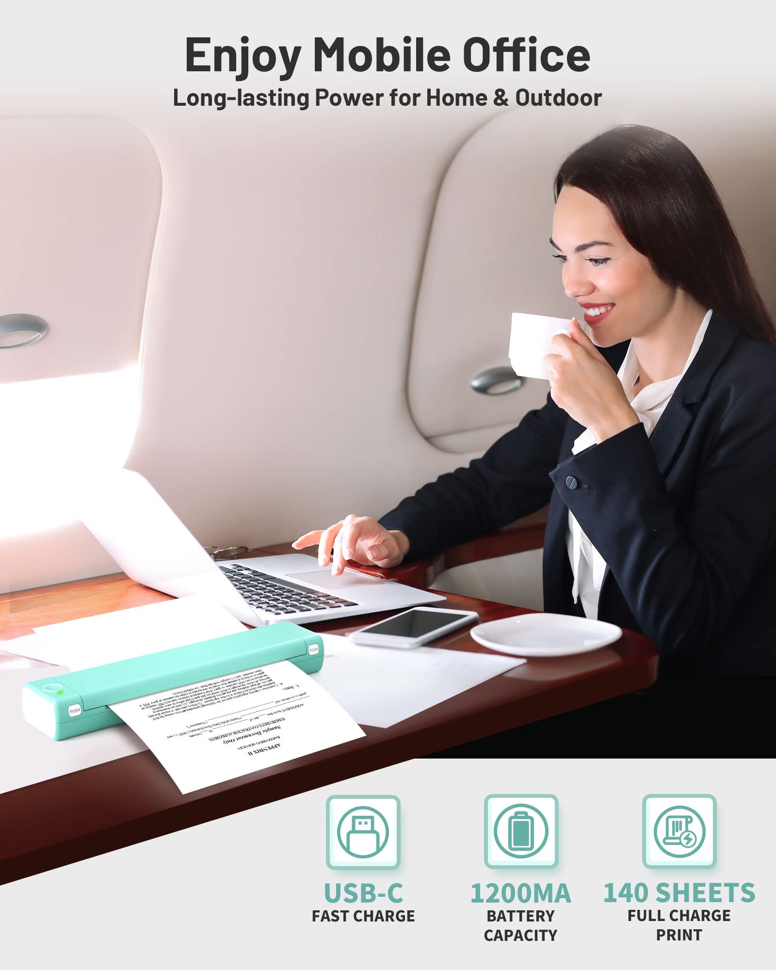 Itari Inkless Thermal Printer - Portable A4 Bluetooth & USB Wireless Printer for Smartphones, Tablets & Laptops | Home Office, Travel & Business Printing Solution for Receipts, Labels & Documents | Perfect for On-the-Go Printing, Retail Receipts & Shipping Labels