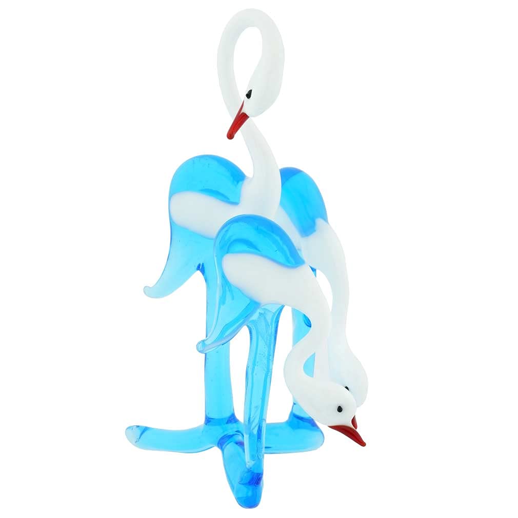 Venetian Murano Glass Heron Bird Trio Set - Handcrafted Italian Art Glass Decor for Home & Office - Perfect for Mantel, Shelf, or Tabletop Display