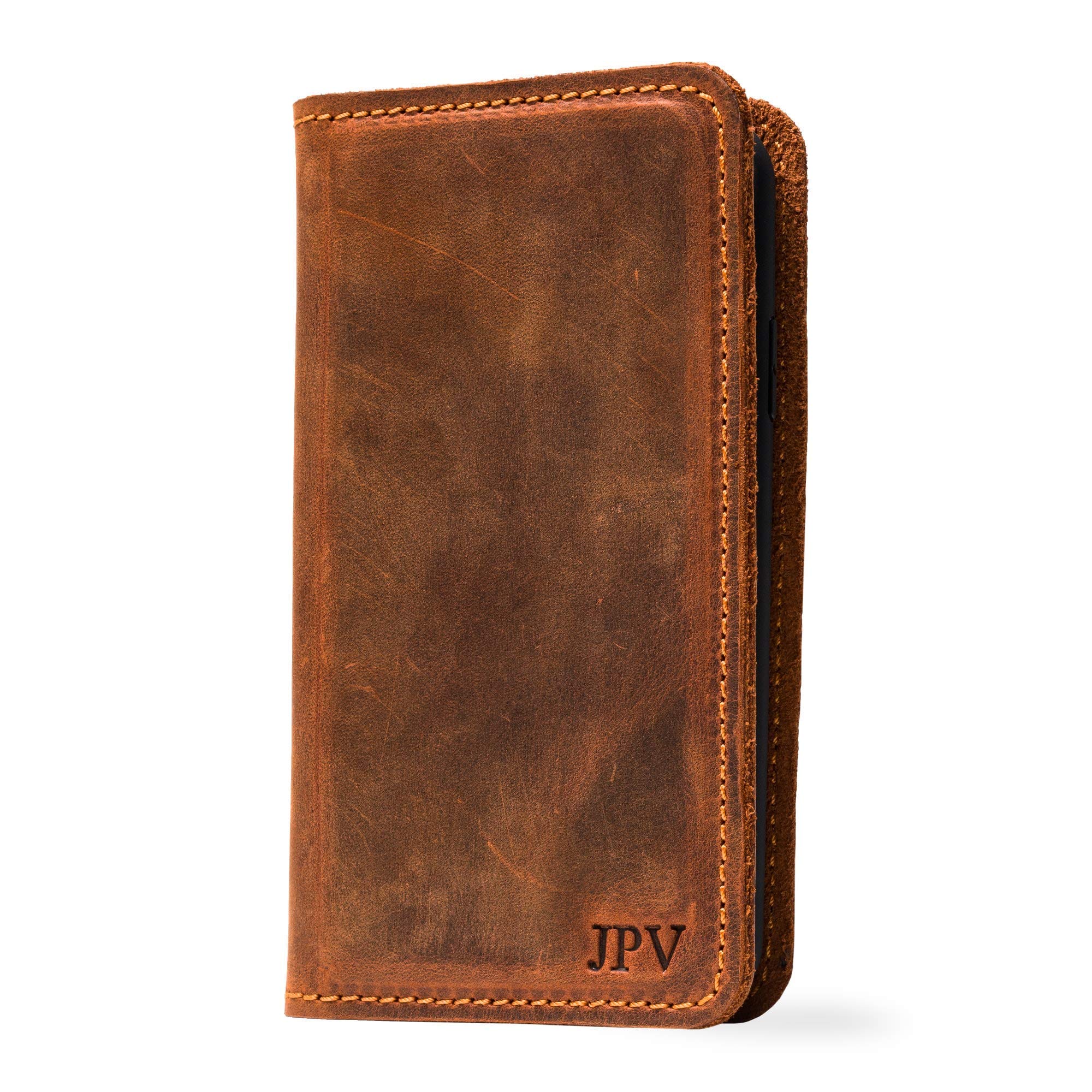 Premium PEGAI Personalized 100% Genuine Leather Wallet Case for iPhone 11 - RFID Blocking Card Holder & Built-in Screen Protector | Handmade Magnetic Protective Phone Cover | McLean Mahogany | Perfect for Business Travel & Everyday Use