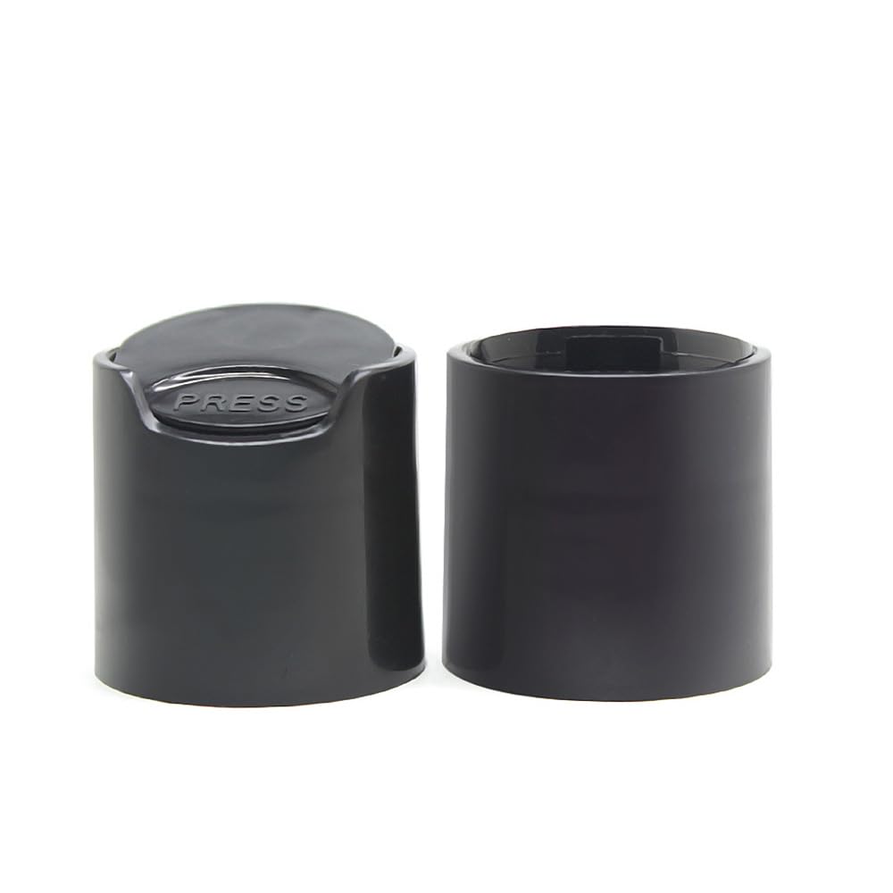 ZYAMY 20pcs 24/410 Black Disc Top Caps for Plastic Bottles - Durable Replacement Lids for Squeeze Bottles & Empty Containers - Perfect for Kitchen, Lab, and DIY Projects
