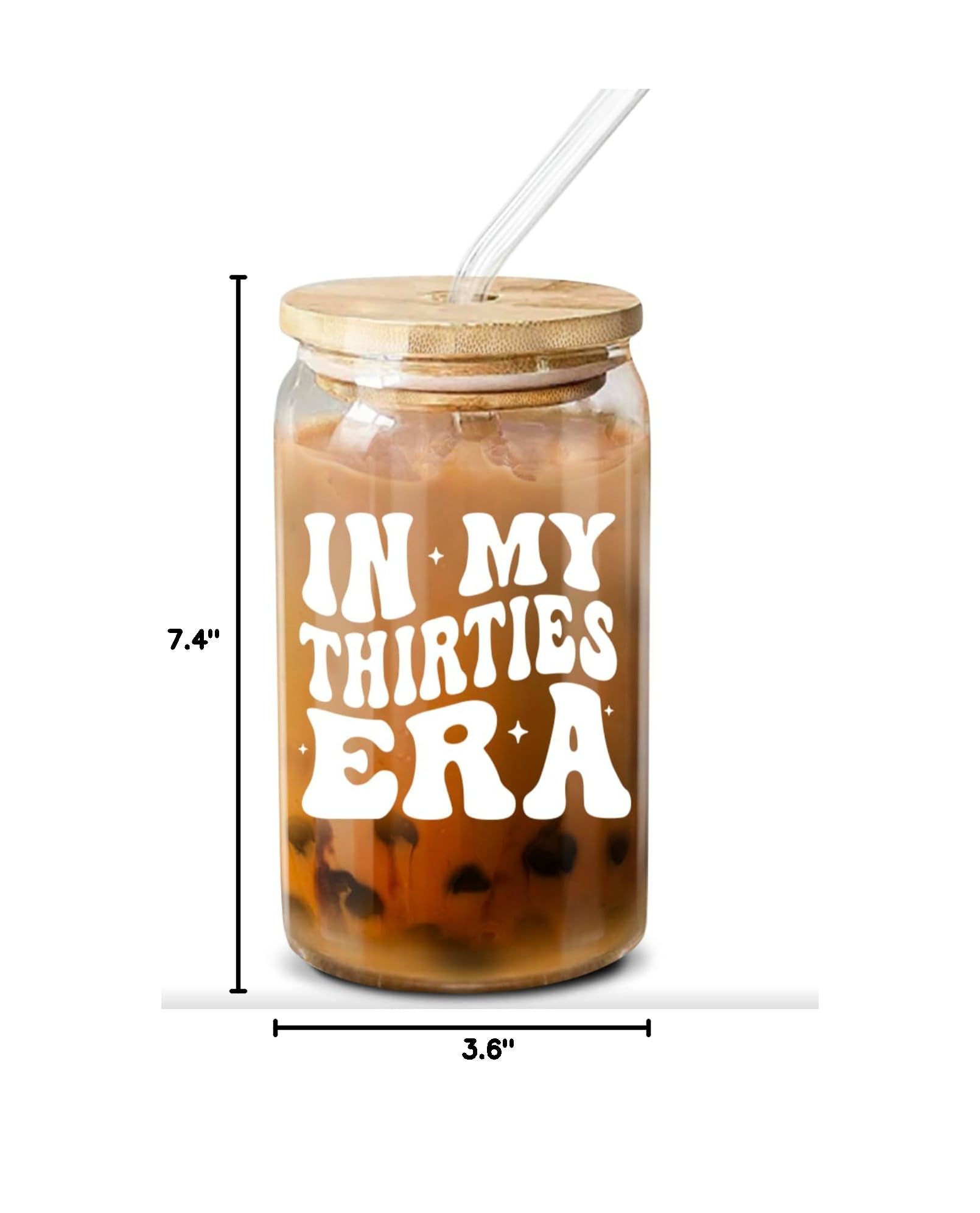 30th Birthday Gifts for Women - Elegant 16oz Coffee Glass with 'In My Thirties' Design - Perfect Gift for Her, Sister, Mom, Daughter & Best Friend - Ideal for Birthday Celebrations, Home Decor & Daily Coffee Use