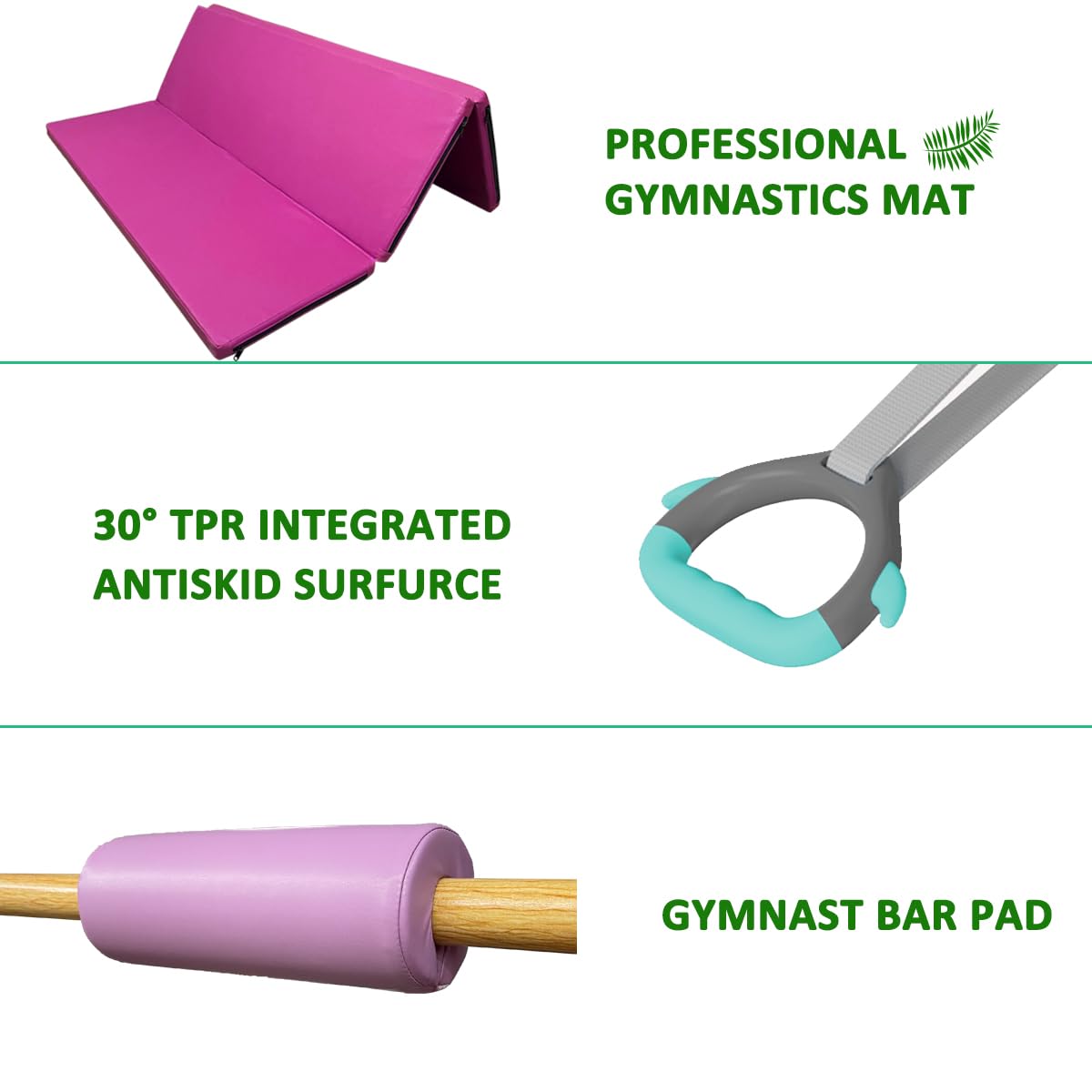 Adjustable Foldable Gymnastics Bar with Rings - 3' to 5' Height Junior Kip Bar for Home & Indoor Training - Perfect for Kids' Gymnastics Practice, Strength Training & Playtime Activities