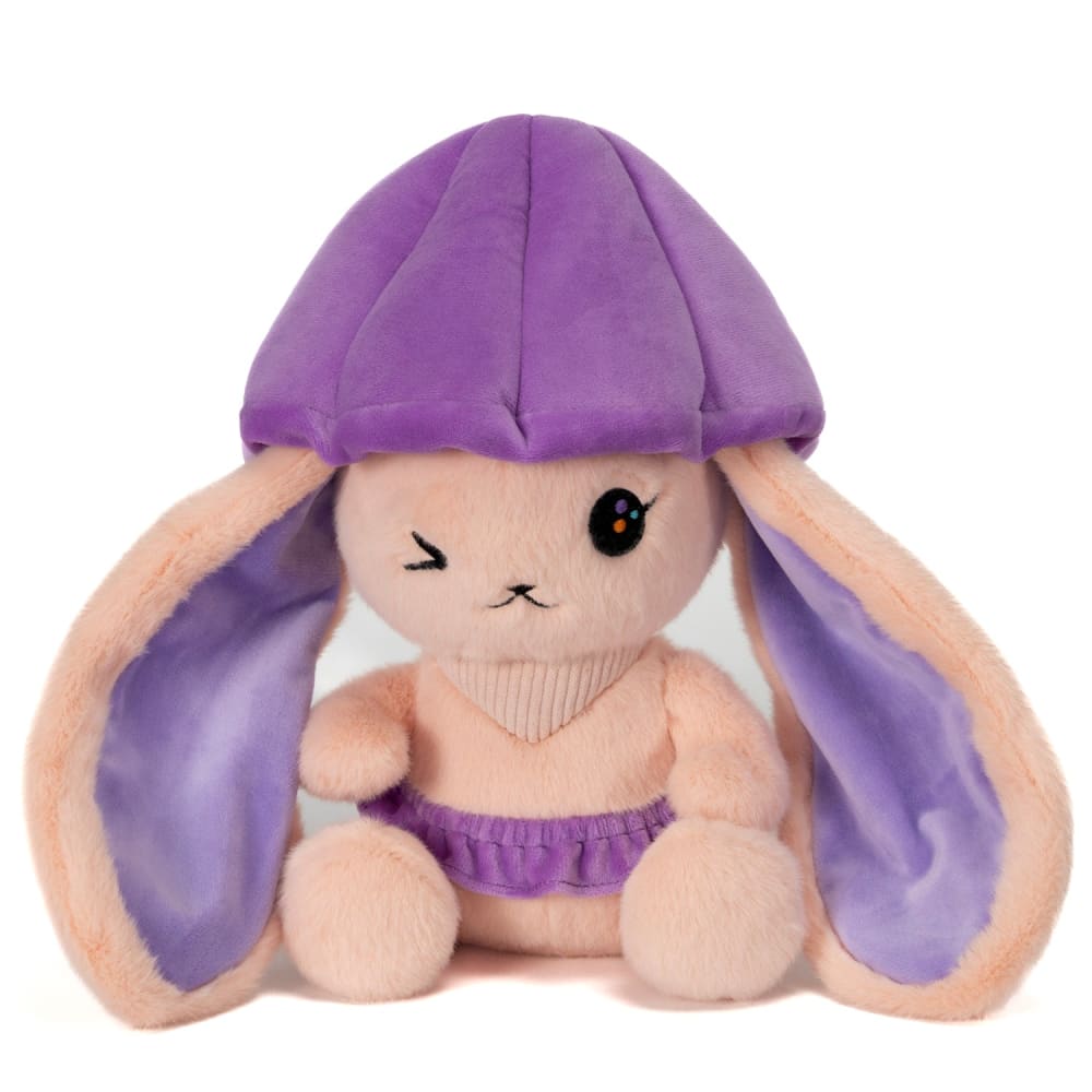 Plushie Dreadfuls Mushroom Rabbit Stuffed Animal with Lilac Bonnet - Soft Cute Bunny Plush Toy for Kids, Gift for Girls, Nursery Decor, Birthday Present
