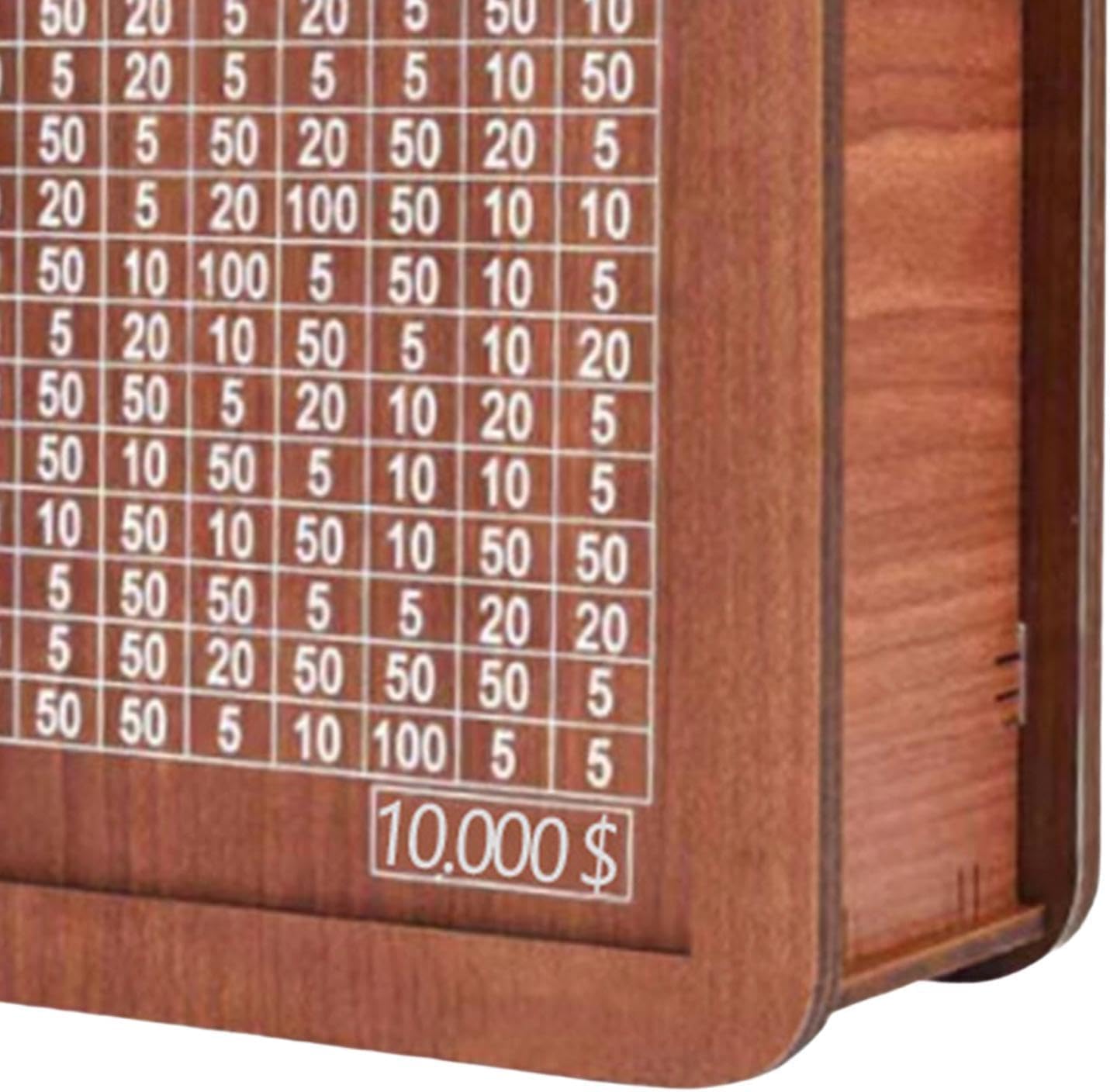 Wooden Cash Vault Savings Box with Money Target & Numbered Slots (10,000) - Perfect for Piggy Bank Alternative, Budgeting Tool, and Financial Goal Tracking