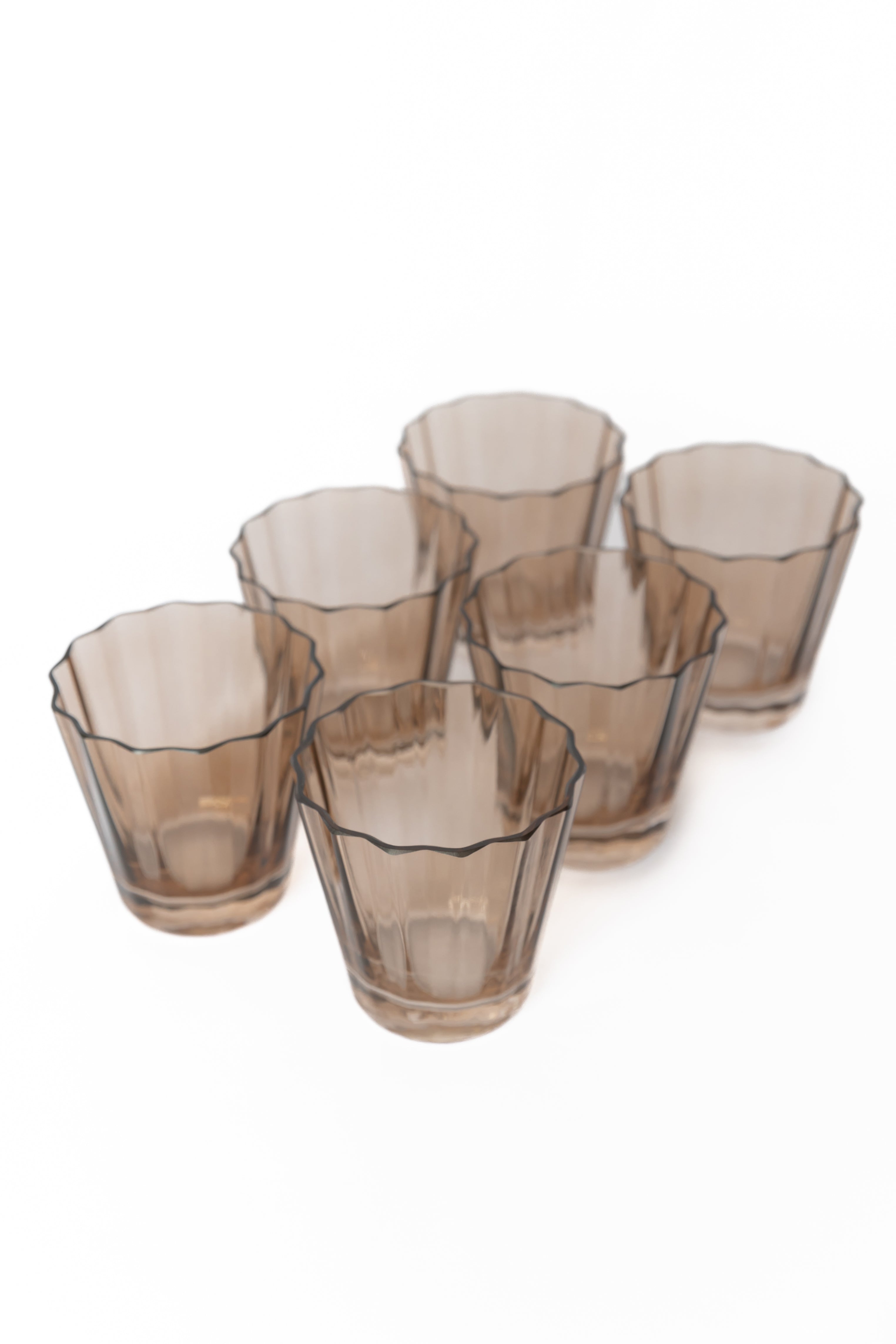 Estelle Colored Sunday Lowball Glasses - Set of 6 in Mocha Mousse (Amber Smoke) | Elegant Cocktail & Whiskey Drinking Glasses for Home Bar, Dinner Parties & Entertaining