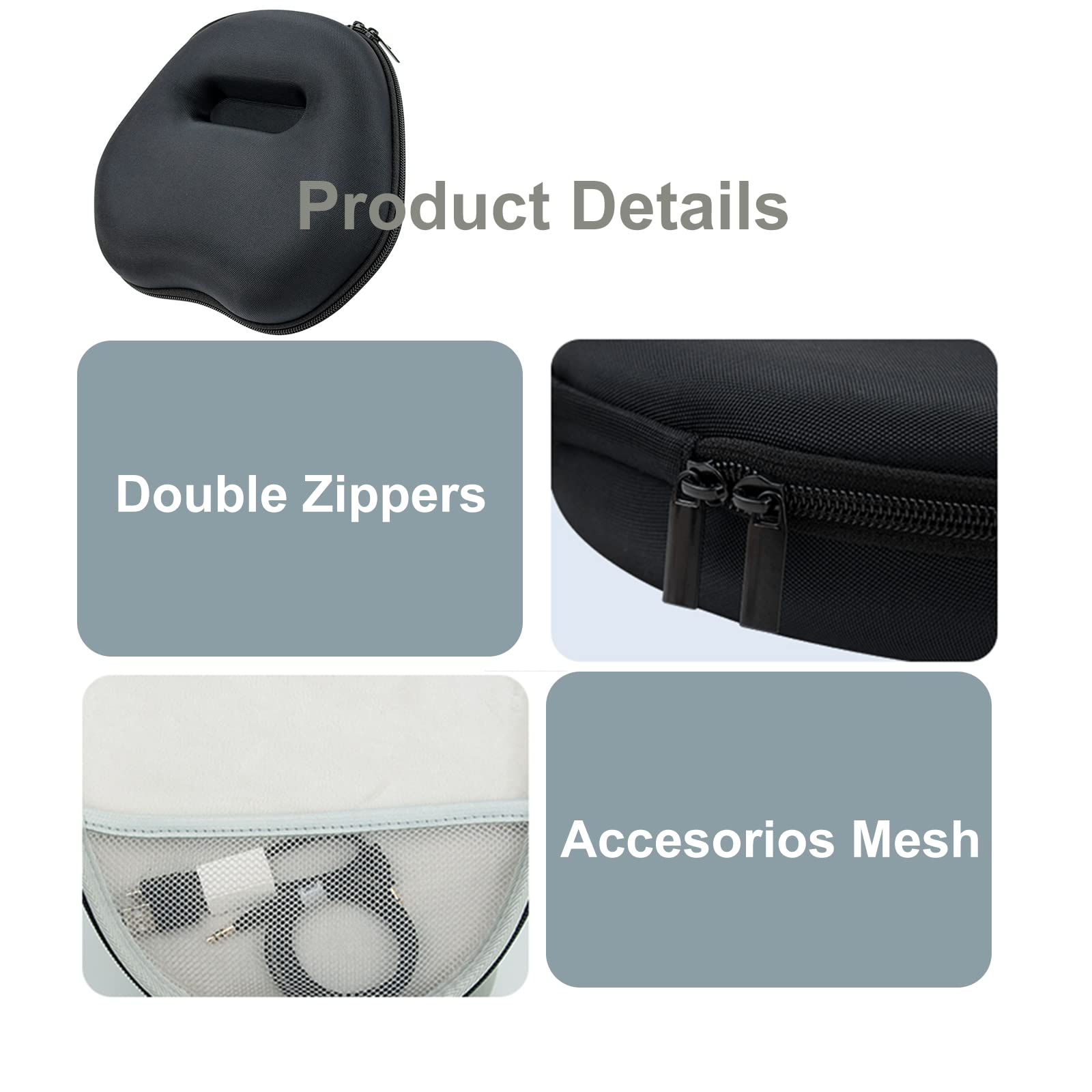 Premium EVA Protective Carrying Case for Sony WH-CH720N & WH-CH520 Headphones - Durable Travel Storage with Accessories Mesh Bag (Black) - Perfect for Travel, Commuting, and Home Organization