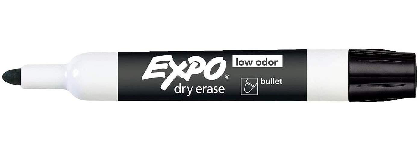 EXPO 82001 Low-Odor Bullet Tip Dry Erase Markers - 36 Black Whiteboard Markers for Classroom, Office & Home Use - Works on Whiteboards, Glass & Non-Porous Surfaces - Ideal for Teachers, Students & Professionals