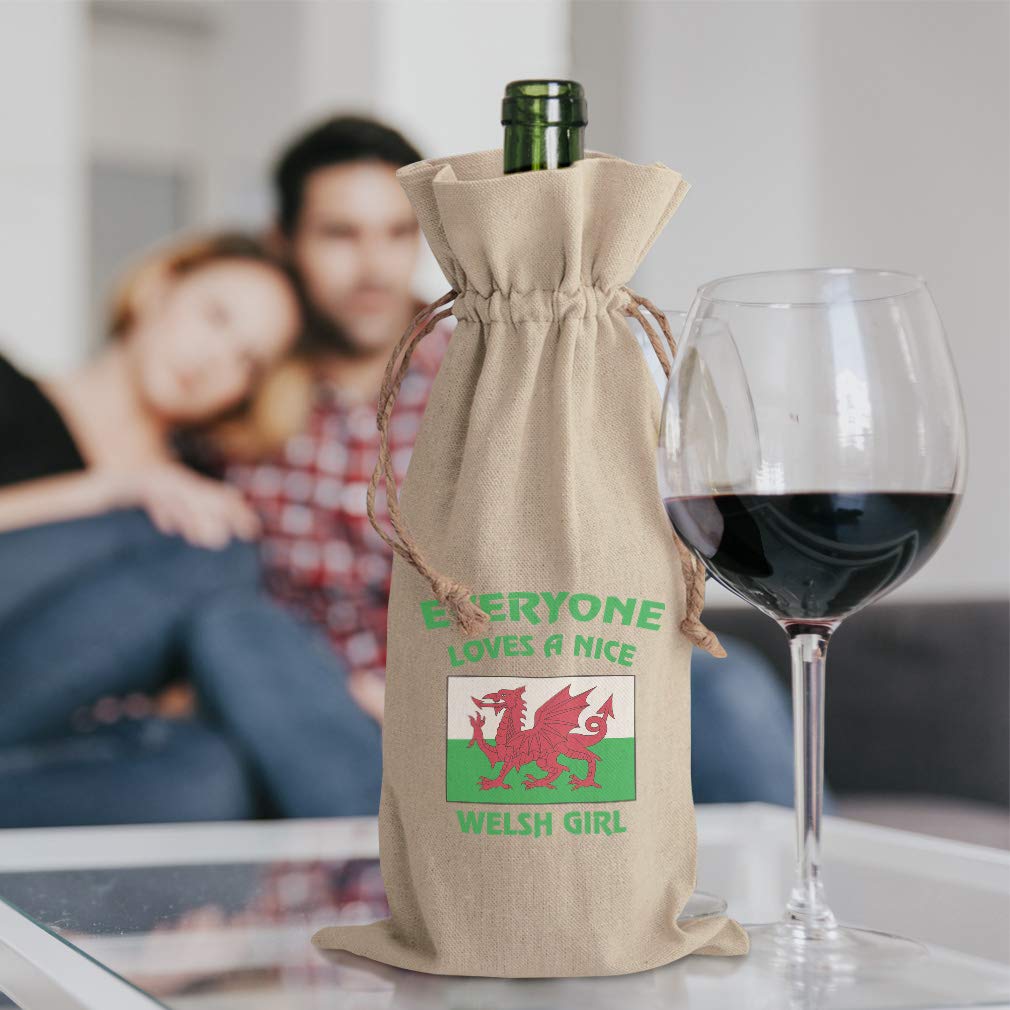 Custom Cotton Wine Gift Bag - Natural Canvas Tote for Housewarming & Parties - Perfect Welsh Girl Gift & Country Home Decor Accessories - Ideal for Celebrations, Gifting & Wine Lovers