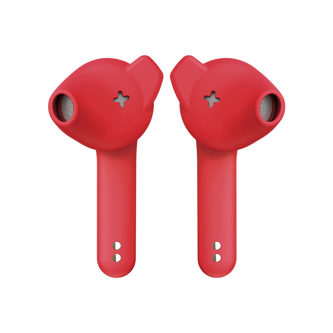 Defunc True Basic True Wireless Earbuds - Red | Bluetooth Headphones with Noise Cancelling for Gym, Running & Travel