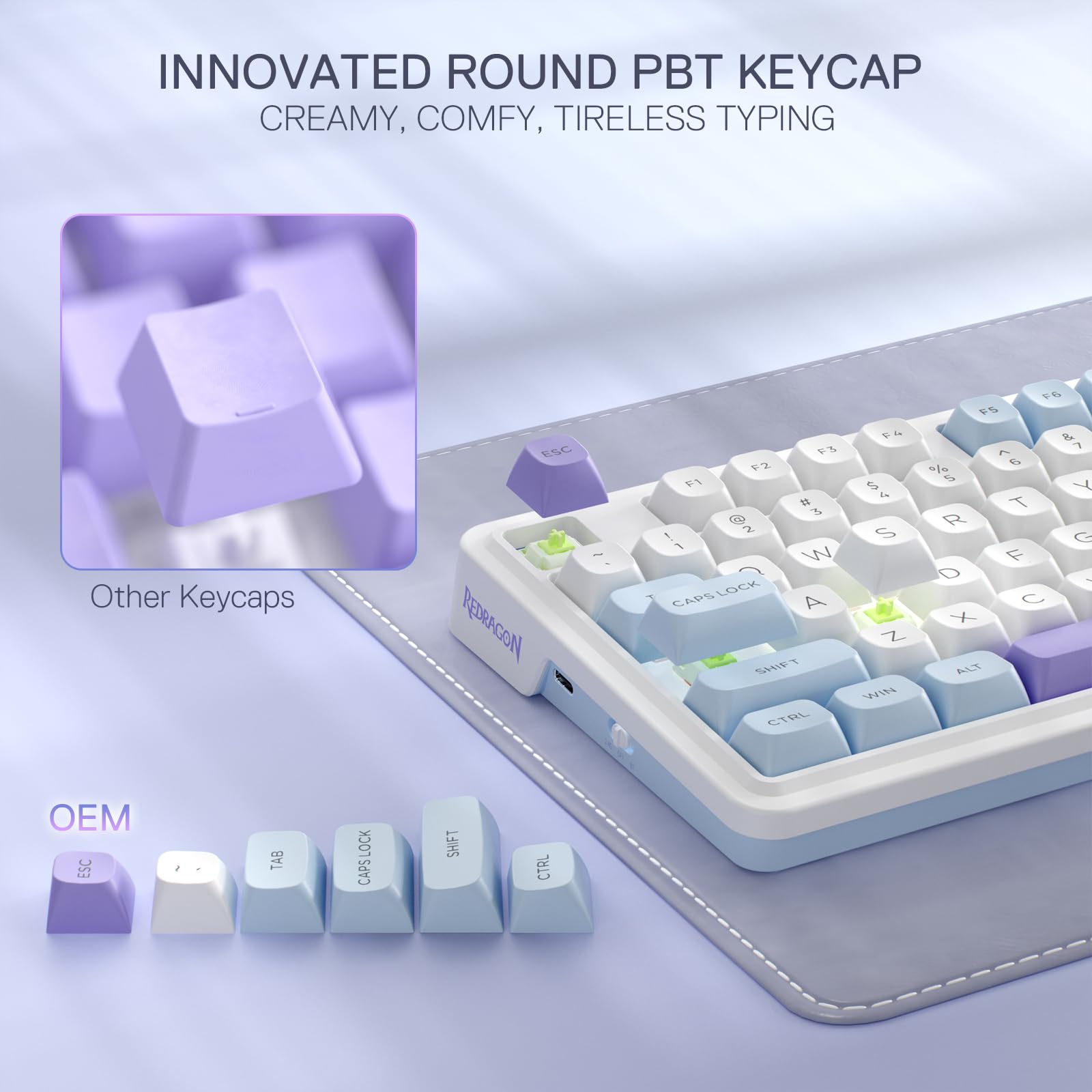 Redragon K673 PRO 75% Wireless RGB Gaming Keyboard - 3-Mode Connectivity (Bluetooth/2.4Ghz/USB-C), 81-Key Compact Mechanical Keyboard with Hot-Swap Sockets, PBT Keycaps, Dedicated Volume Knob & 5-Layer Noise Dampening for Quiet Typing | Perfect for PC Gaming, Office Work & Streaming Setup
