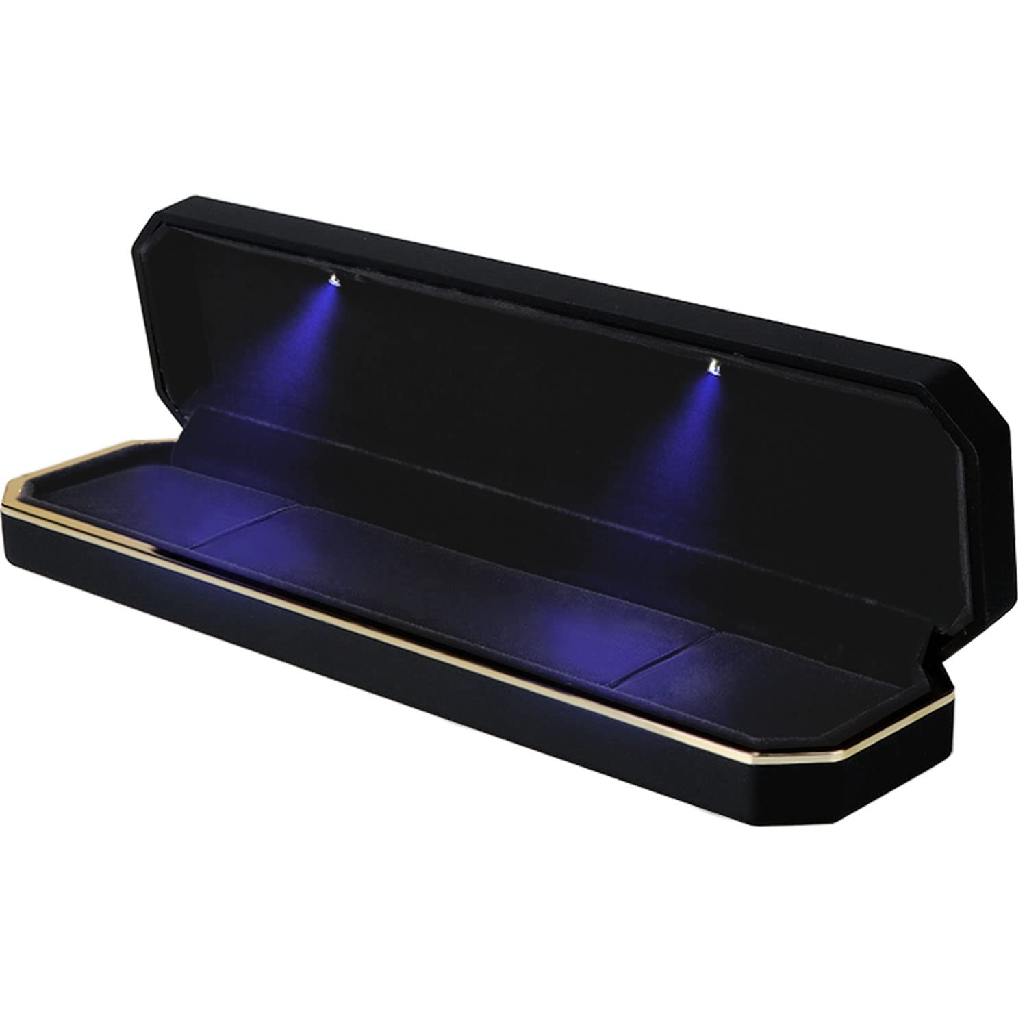 Luxury Velvet Jewelry Box with LED Light - AVESON Necklace Storage Case & Organizer Holder for Women, Perfect for Gift Giving & Jewelry Display