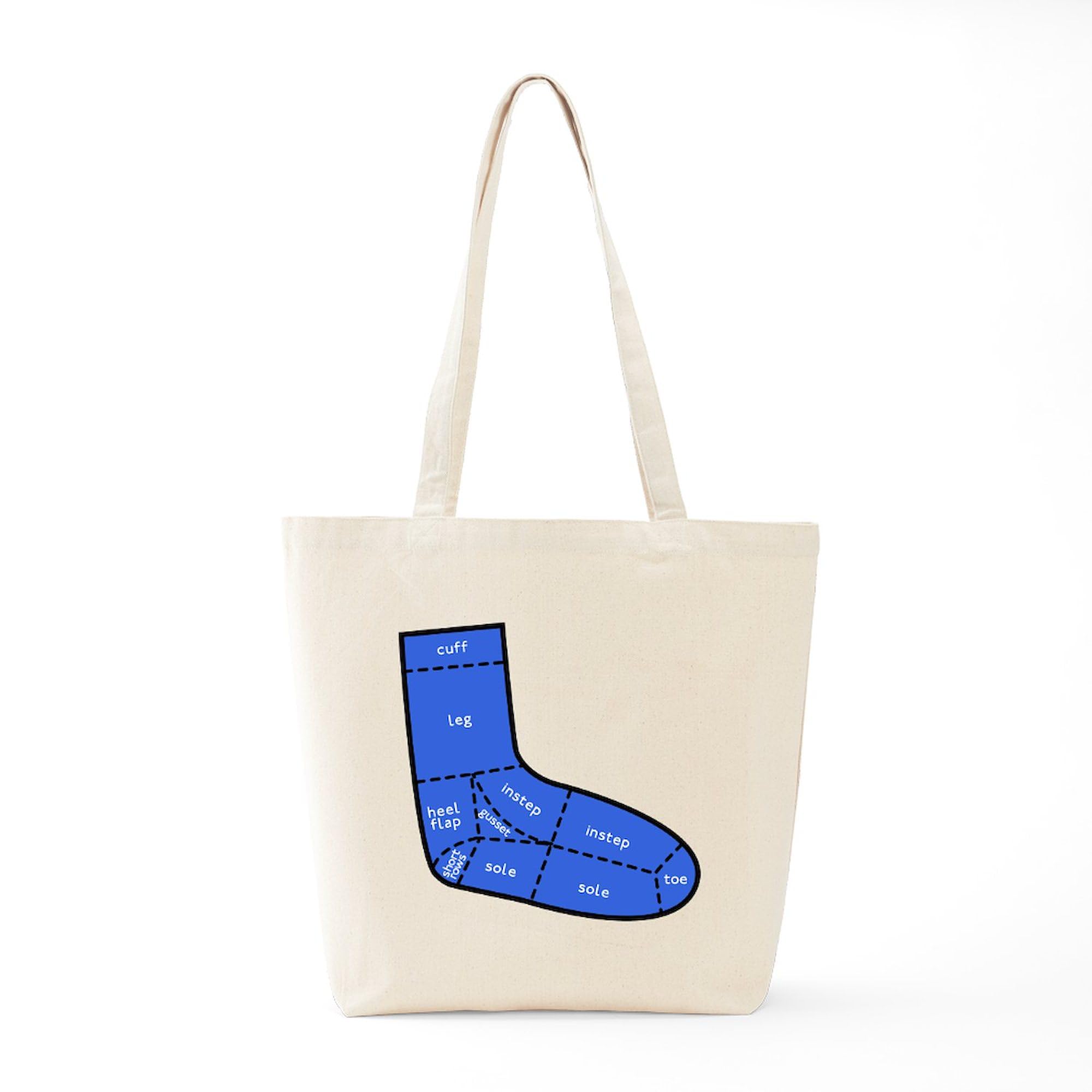 Eco-Friendly Natural Canvas Tote Bag - Reusable Grocery Shopping Bag with Sock Anatomy Print | Perfect for Groceries, Beach Trips & Farmers Market