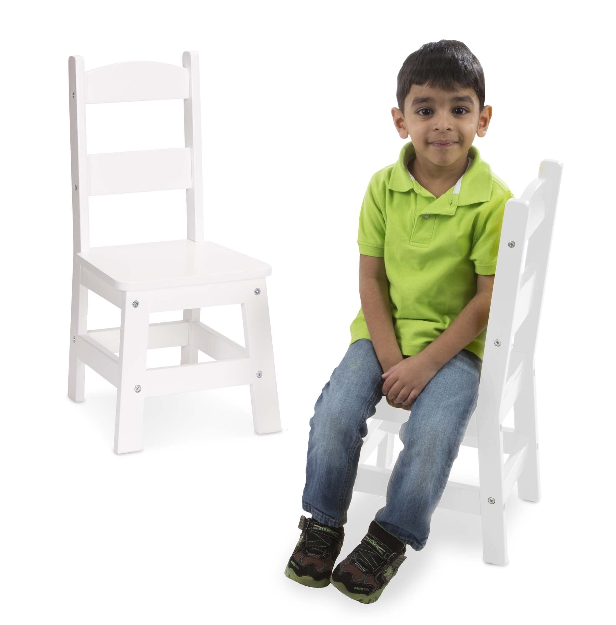 Melissa & Doug Wooden Play Chairs for Kids - Set of 2 White Children's Furniture for Playroom & Toddler Activities | Durable Kids Chairs for Pretend Play, Tea Parties & Classroom Use