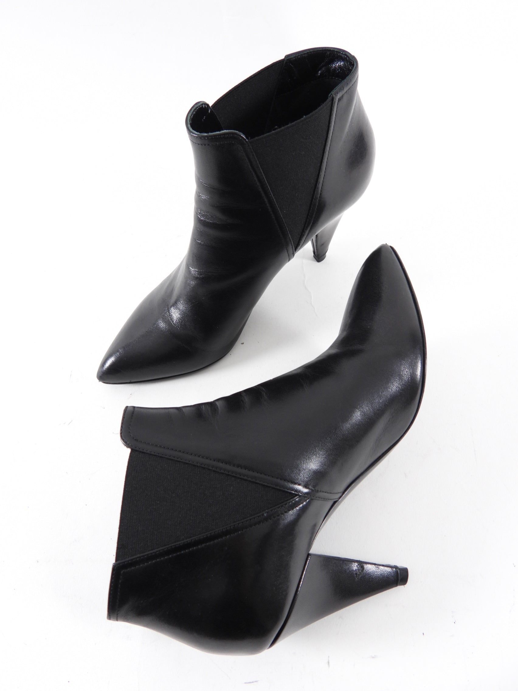 Celine Black Leather Heel Ankle Boots for Women - Stylish Chunky Heel Booties for Fall & Winter - Perfect for Office, Party & Night Out
