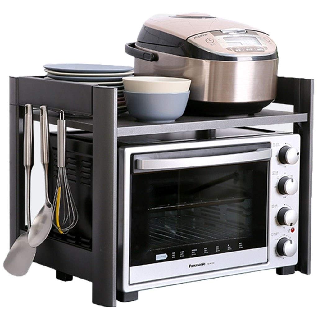 2-Tier Aluminum Kitchen Countertop Shelf - Space Saving Spice Rack for Microwave, Oven & Pantry Organization (Gray, 23
