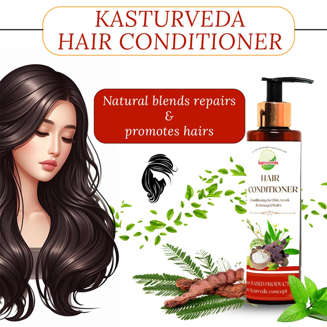 Kasturveda Natural Hair Conditioner for Dry and Frizzy Hair - Moisturizing & Nourishing Treatment for Men & Women (100ml) | Perfect for Damaged Hair Repair & Daily Hydration