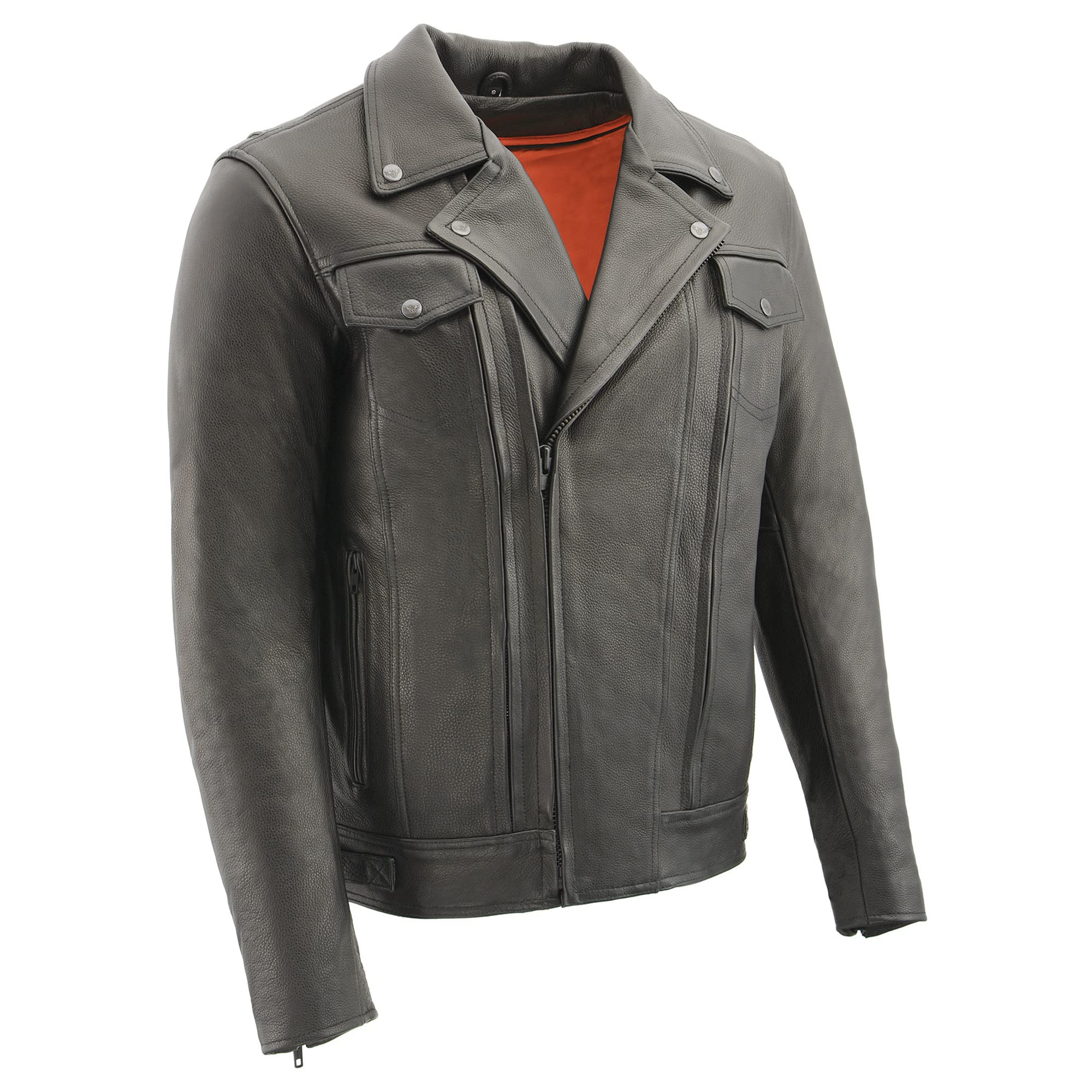 Milwaukee Leather Men's Black Utility Pocket Vented Cruiser Biker Jacket LKM1720 | Motorcycle Riding Gear for Harley & Cruiser Bikes | Perfect for Road Trips & Daily Commutes
