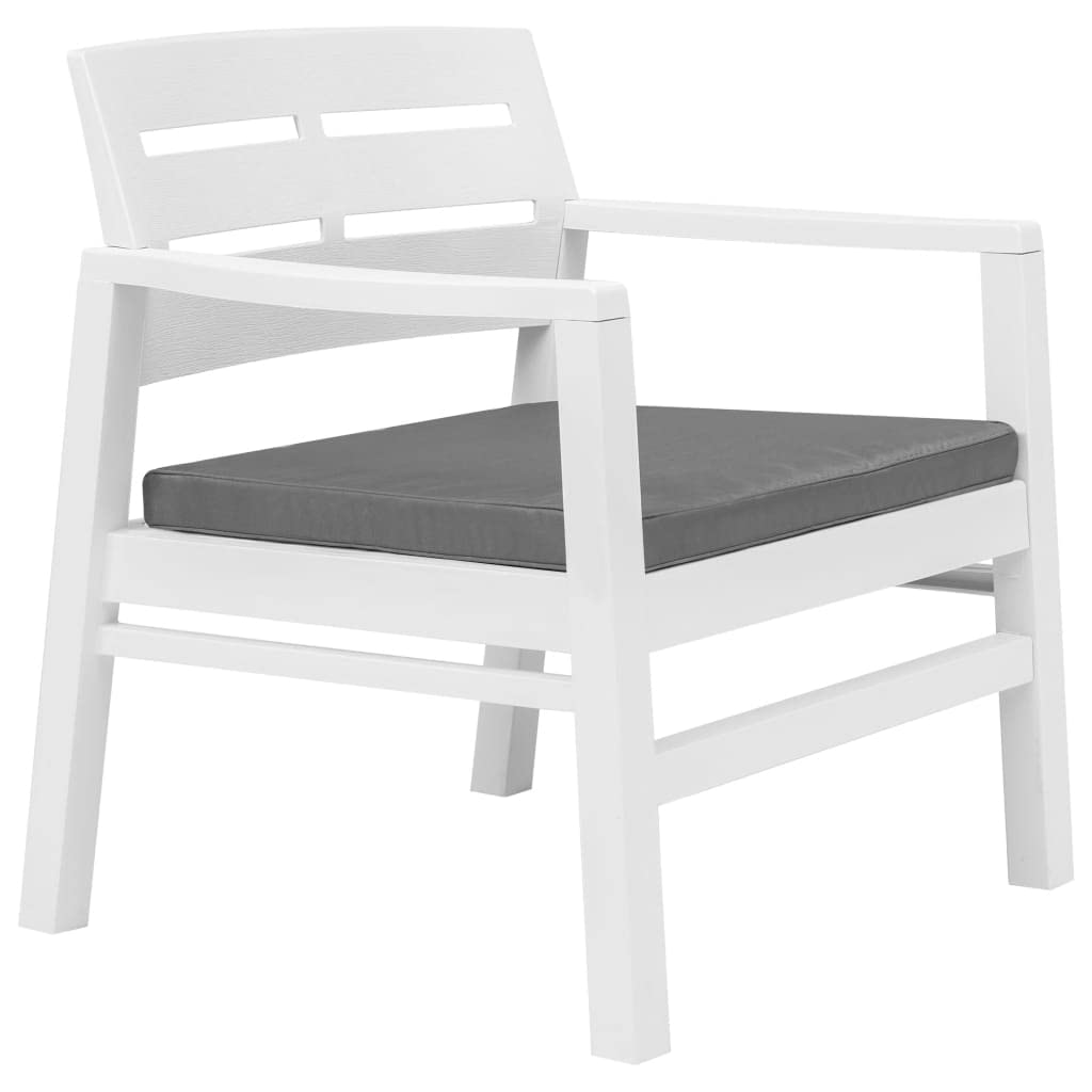 CHARMMA 3-Piece White Plastic Patio Lounge Set - 21kg - Outdoor Furniture for Garden, Poolside & Backyard Relaxation