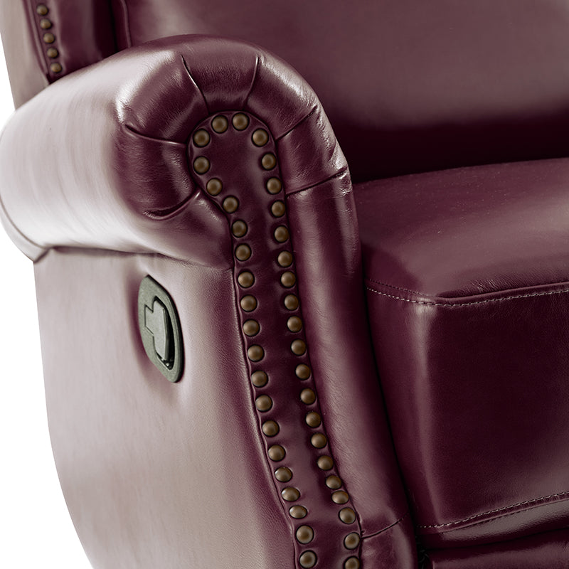 Martina Genuine Leather Manual Swivel Glider Recliner Chair - Comfortable Living Room Seating for Relaxing, Reading & Nursing