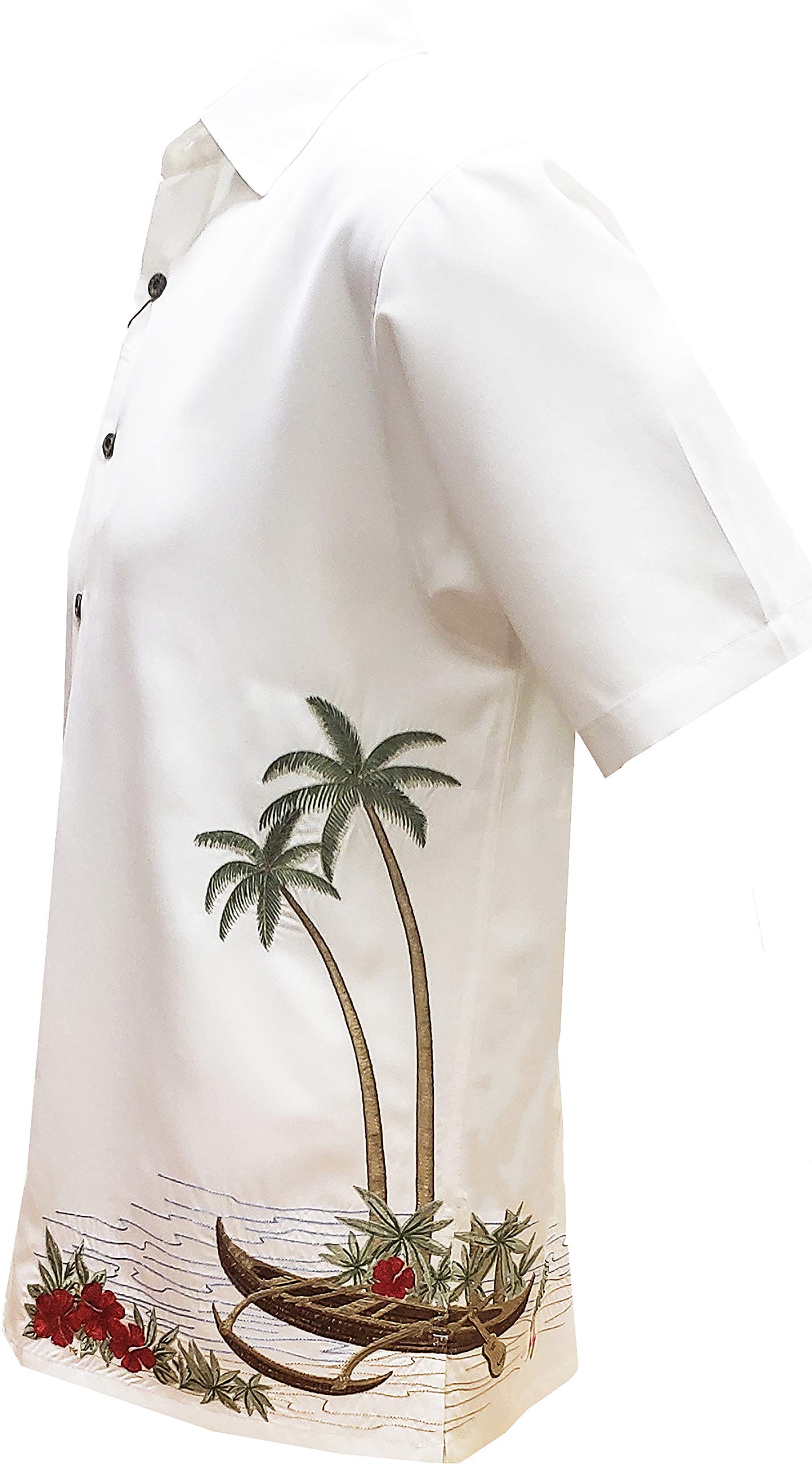 Bamboo Cay Men's Tropical Camp Shirt - Short Sleeve Embroidered Button Down Hawaiian Shirt for Beach Party, Luau & Summer Vacation | Breathable & Stylish Casual Wear