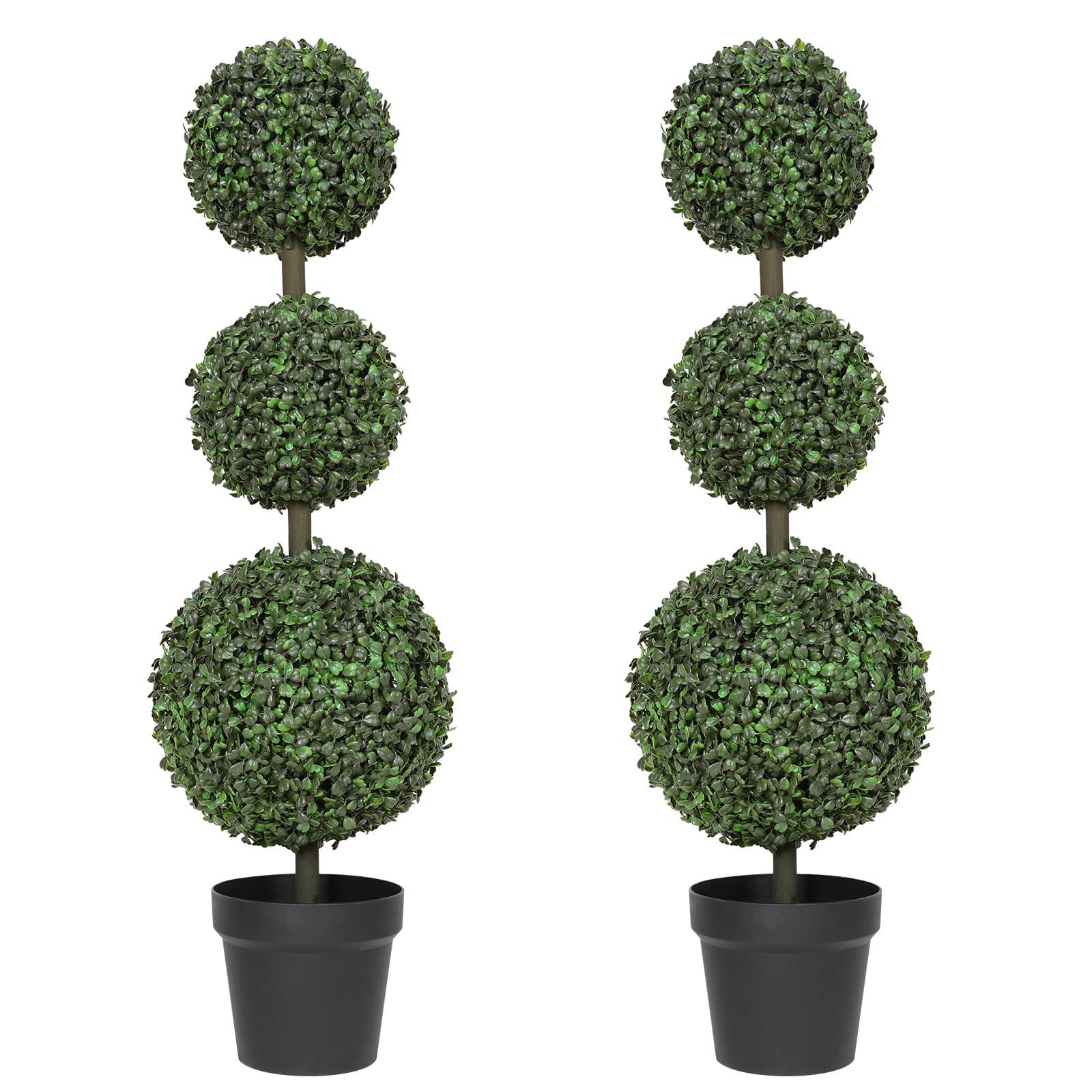 3FT Artificial Boxwood Topiary Ball Trees (Set of 2) - Realistic Faux Outdoor Plants in Pots for Front Porch, Patio & Garden Decor | Perfect for Entryway Greenery, Wedding Centerpieces & Landscaping