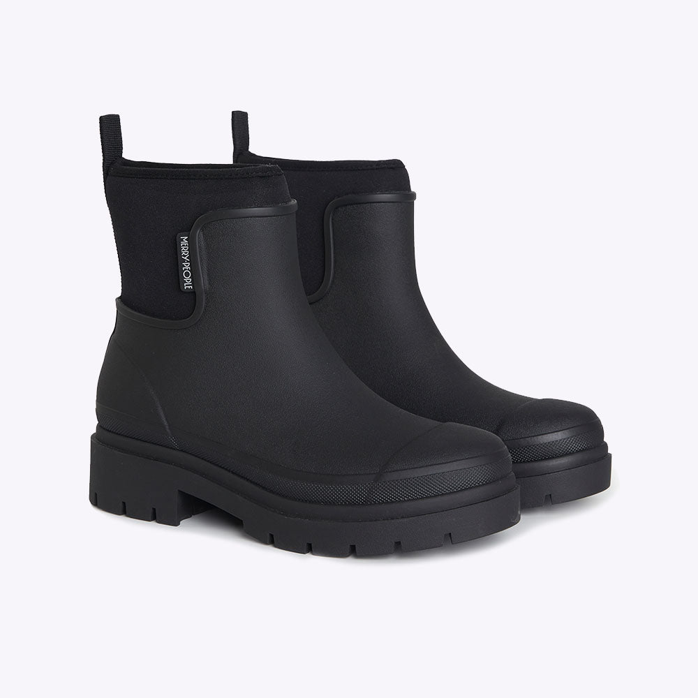 Merry People Tully Rain Boots for Women - Waterproof Black Rubber Boots for Walking, Hiking & Outdoor Adventures