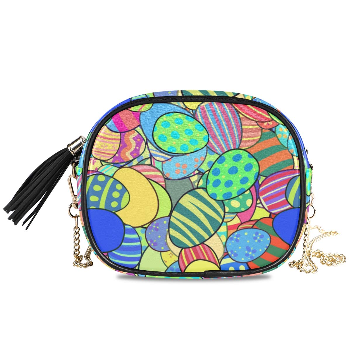 Colorful Easter Egg Shoulder Bag with Chain Strap - Crossbody Purse for Women - Perfect for Easter, Spring Outfits & Casual Daily Use