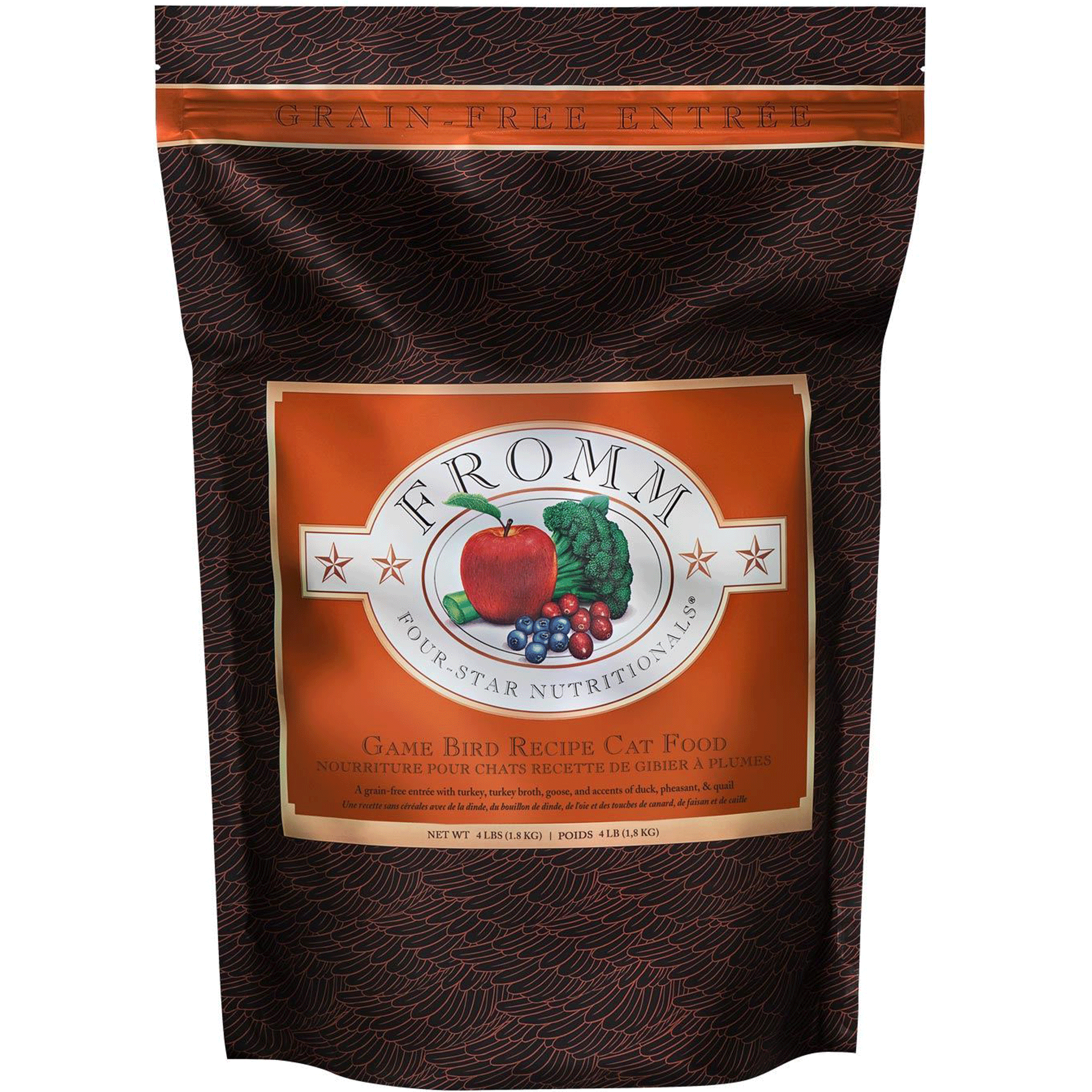 Fromm's Four Game Bird Recipe Grain-Free Dry Cat Food - High Protein, Natural Ingredients for Adult Cats - Perfect for Indoor & Outdoor Cats