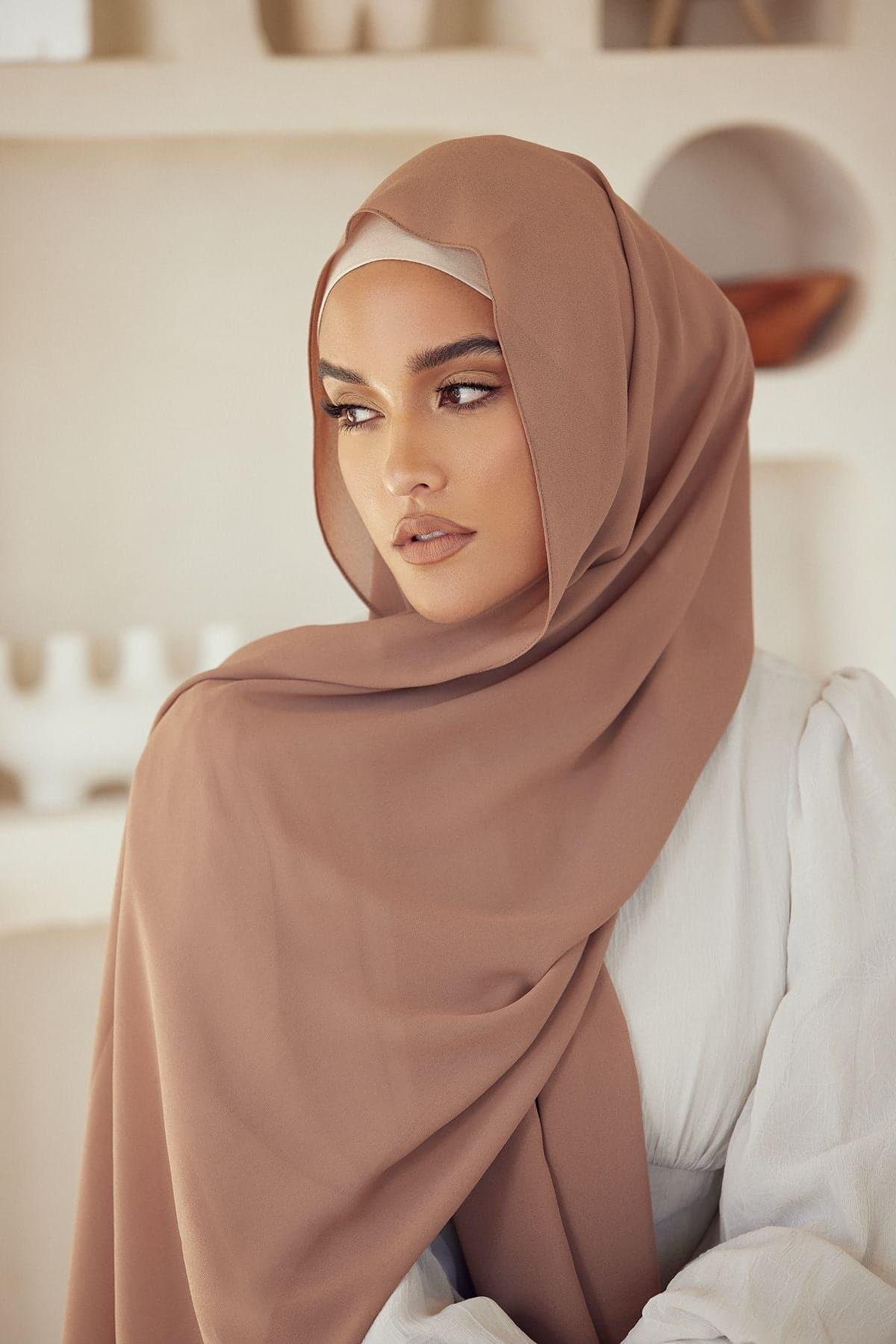 Premium Chiffon Hijab Scarf - Soft Lightweight Taupe Shawl for Women, Muslim Prayer, Modest Fashion & Everyday Wear