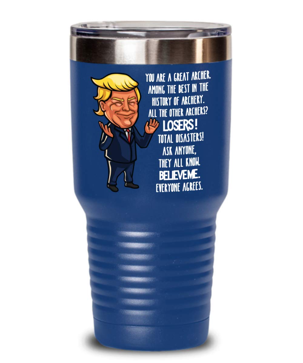 Trump Archer Tumbler 20oz - Insulated Stainless Steel Cup for Coffee & Tea | Funny Archery Gift for Men & Women | Perfect for Hunting, Camping & Outdoor Adventures