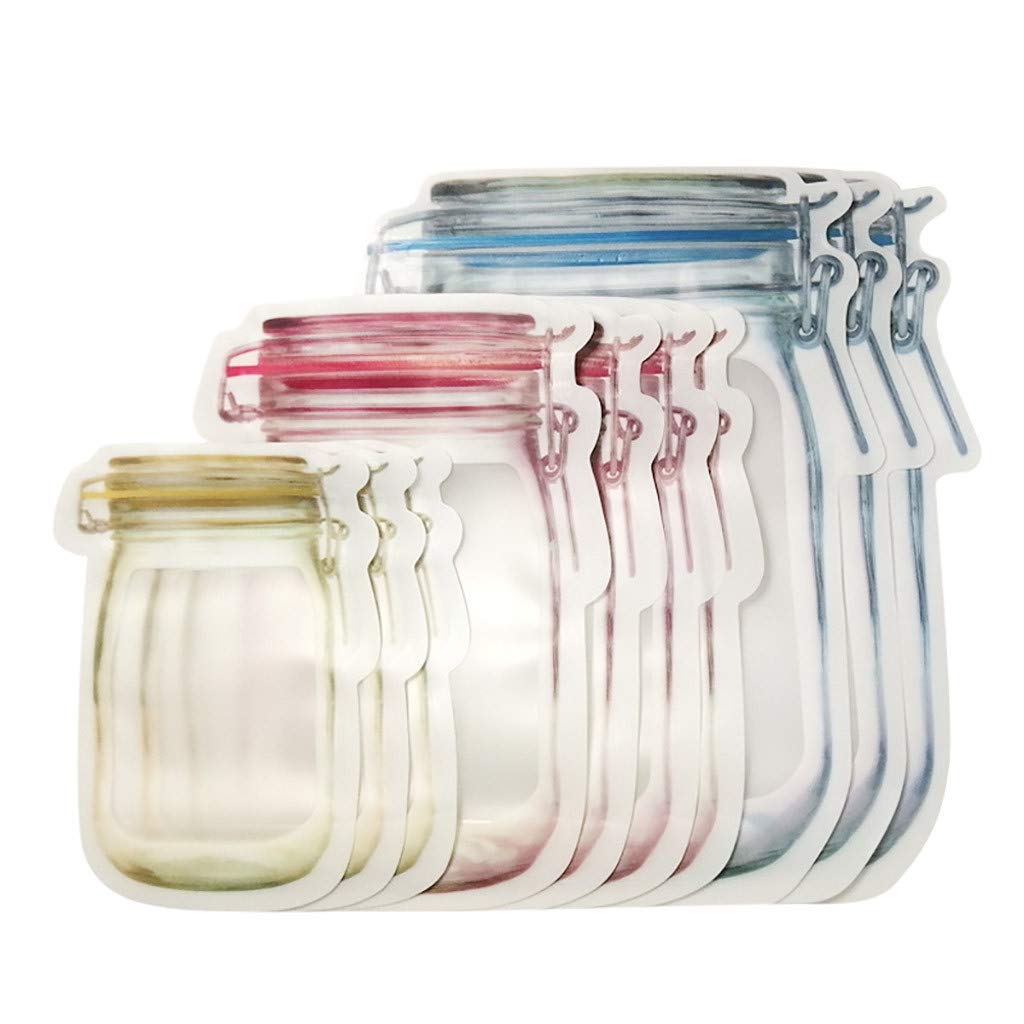 10-Pack Reusable Freezer Bags for Food Storage - Small Fresh Produce Containers, Airtight Fridge Jars for Kitchen, Dining & Bar | Perfect for Meal Prep, Leftovers & Freezing Fruits/Veggies