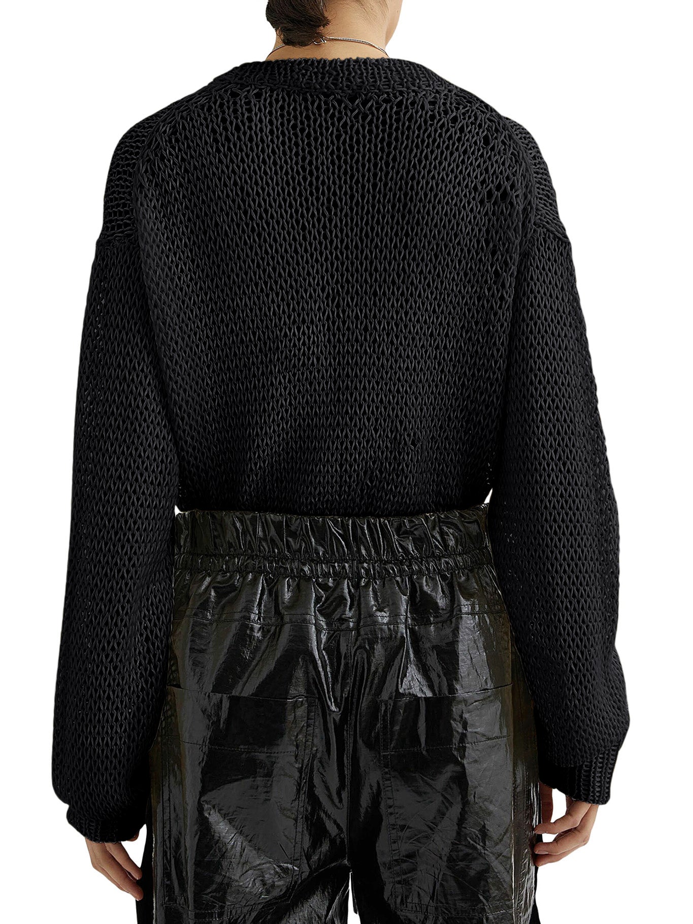 Openwork Silk Crewneck Sweater for Women - Lightweight & Breathable Knit Top for Casual Wear, Office & Date Nights