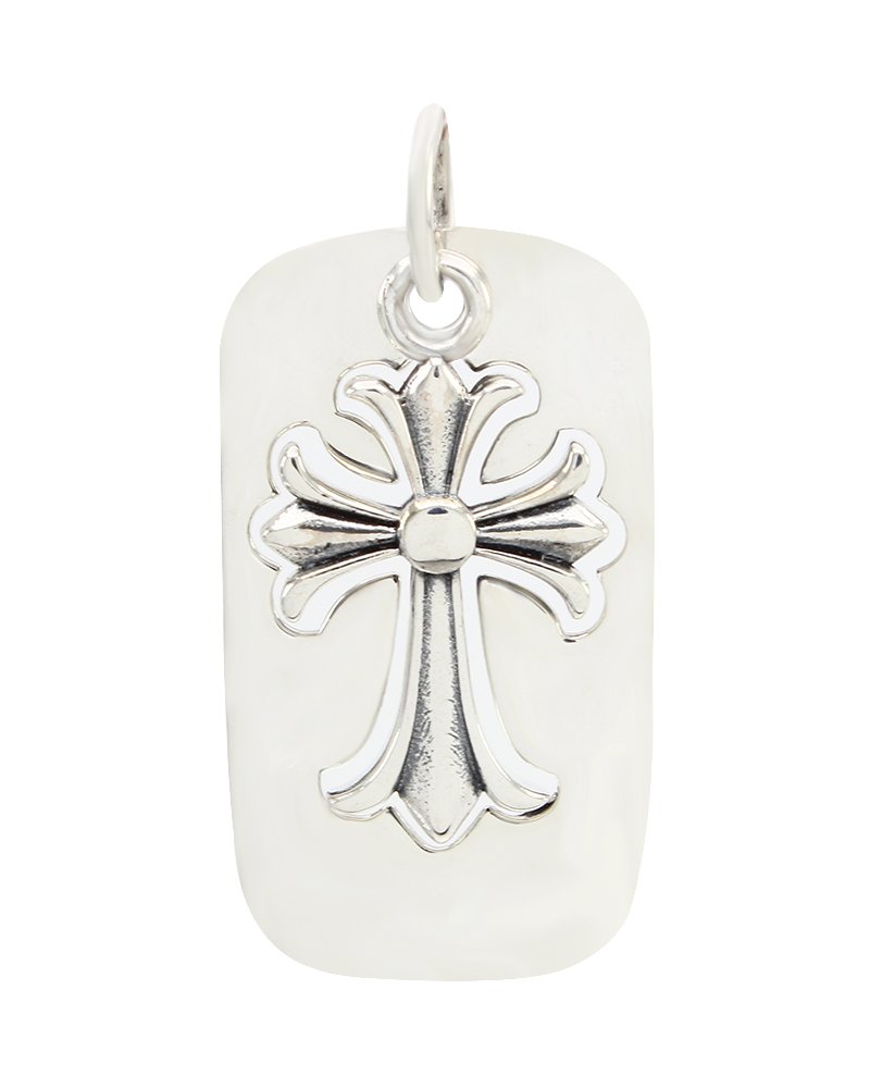 Affy Dog Tag Cut Out Cross Biker Rock Punk Charm Pendant Necklace - Unisex Sterling Silver Jewelry for Men & Women - Perfect for Father's Day Gifts, Biker Events & Punk Rock Fashion